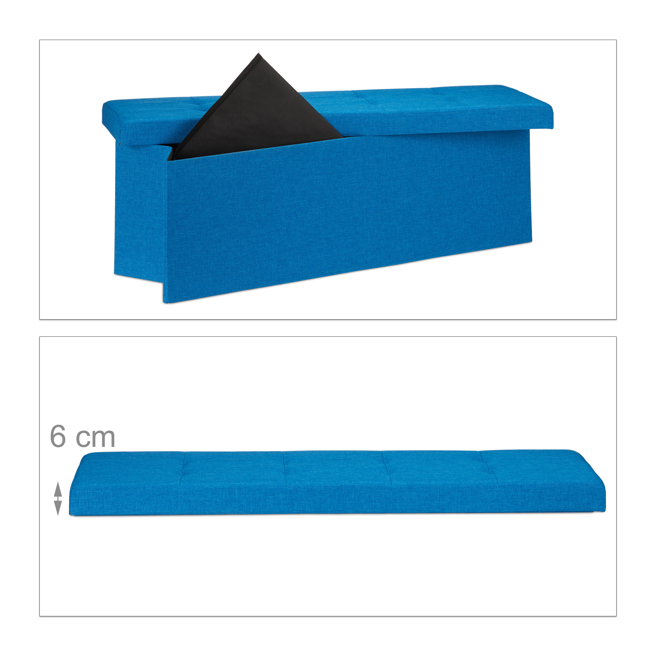 Faltbare Sitzbank mit Stauraum aus Leinen 38x114x38 Sitztruhe