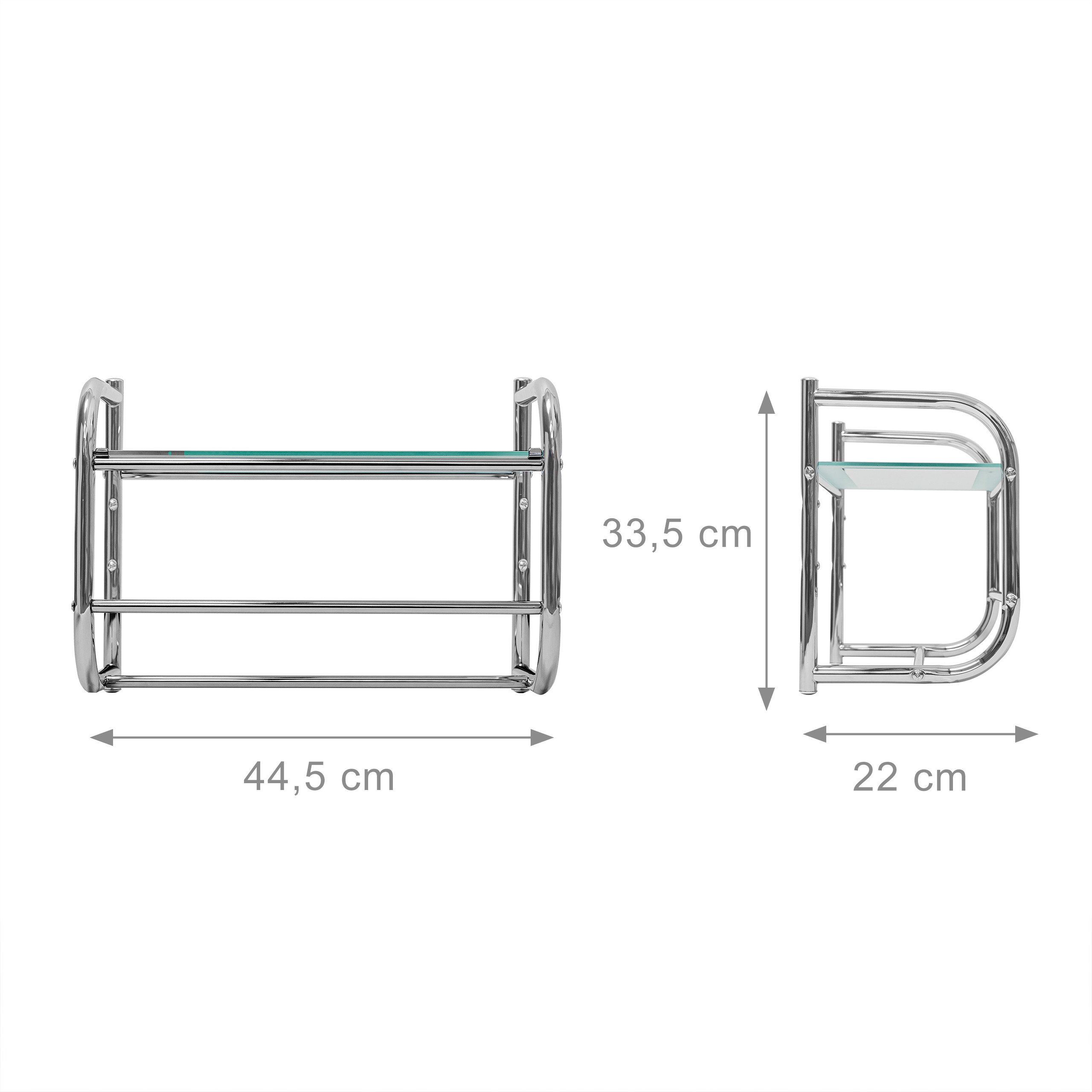 Wandregal Edelstahl & Glas-Ablage mit Handtuchhalter Badregal 2