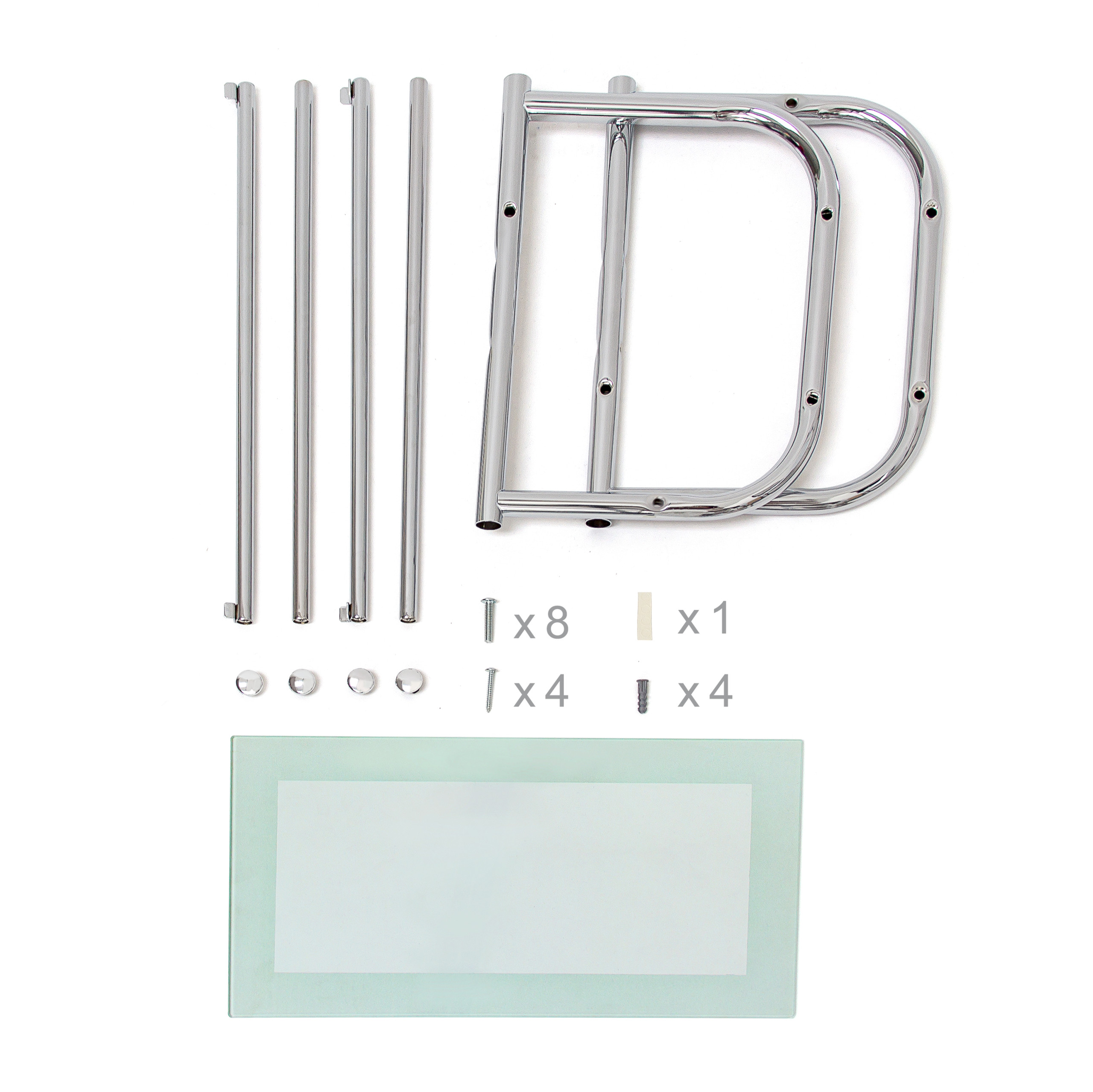 Wandregal Edelstahl & Glas-Ablage mit Handtuchhalter Badregal 2