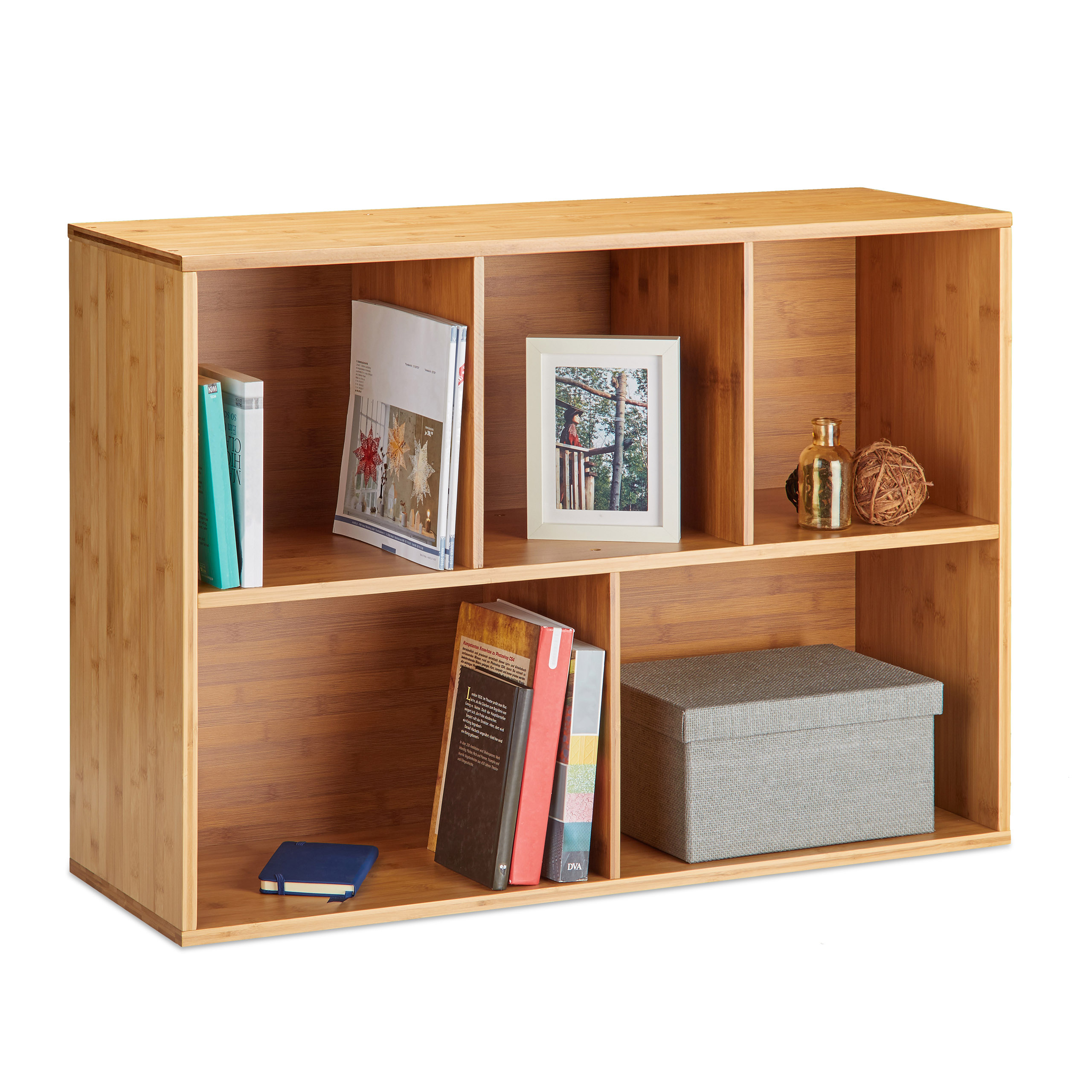 Bücherregal Bambus Standregal Wandregal Holzregal CD DVD Regal