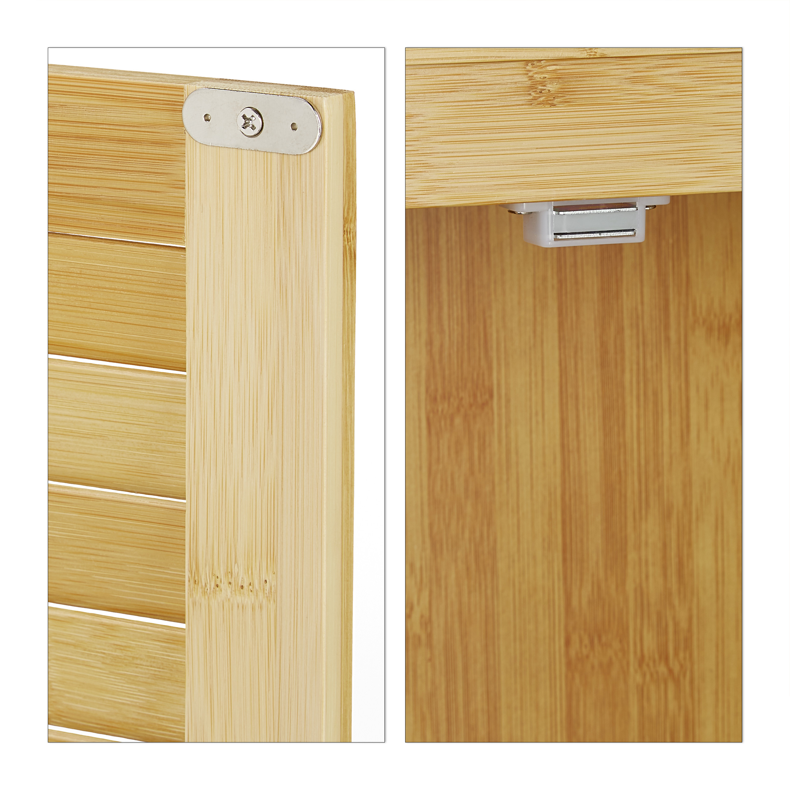 Waschmaschinenschrank LAMELL Badezimmer Bambus Badschrank hoher Schrank