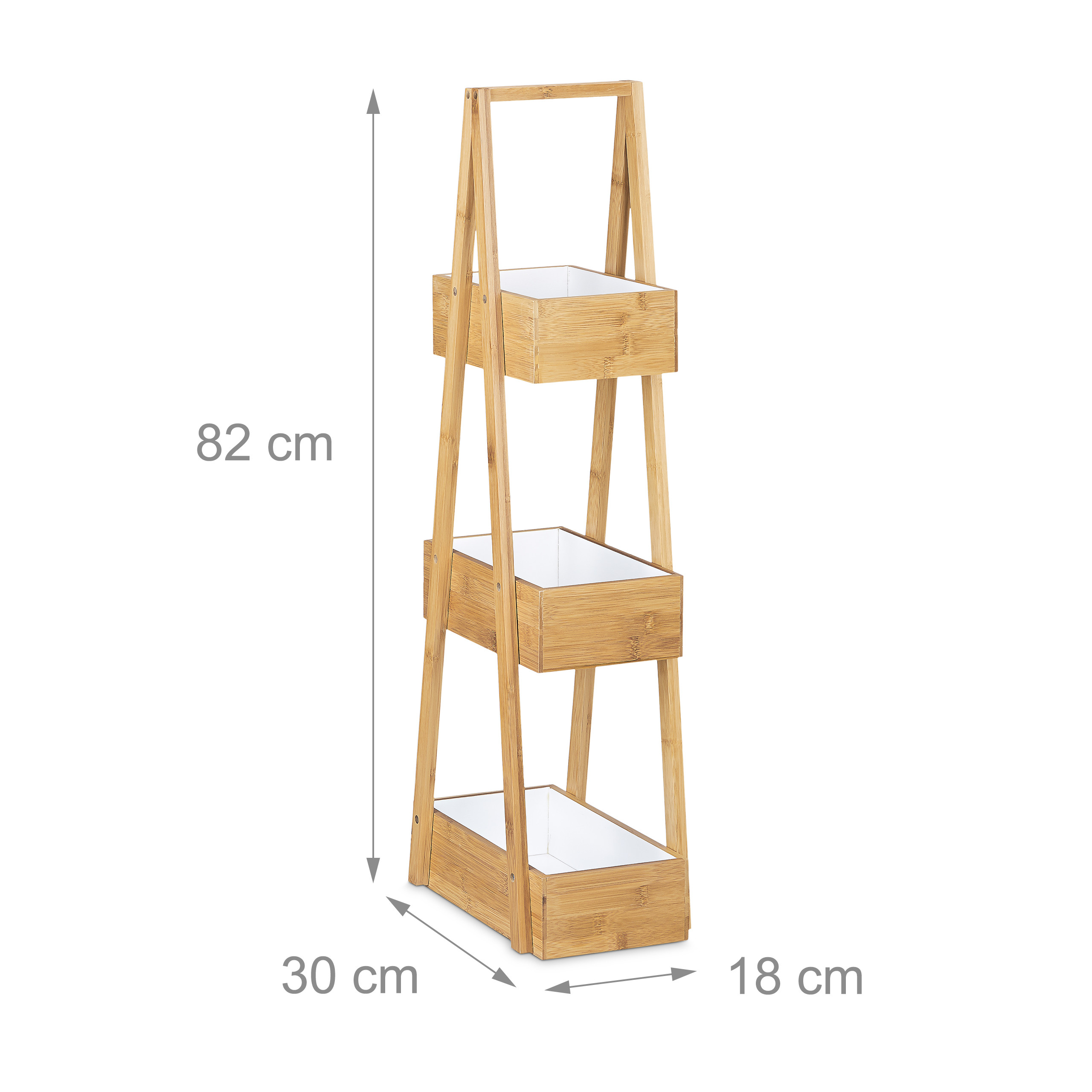 Bambus Badregal, 3 Ablagen, Badezimmerregal freistehend, schmales