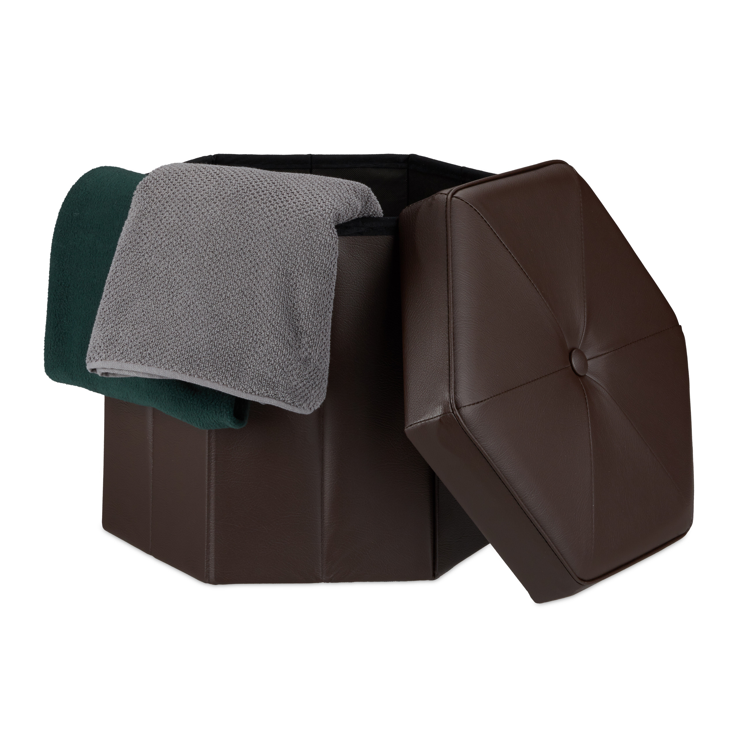 Faltbarer Sitzhocker Kunstleder Sitzwürfel Aufbewahrung Hocker Leder