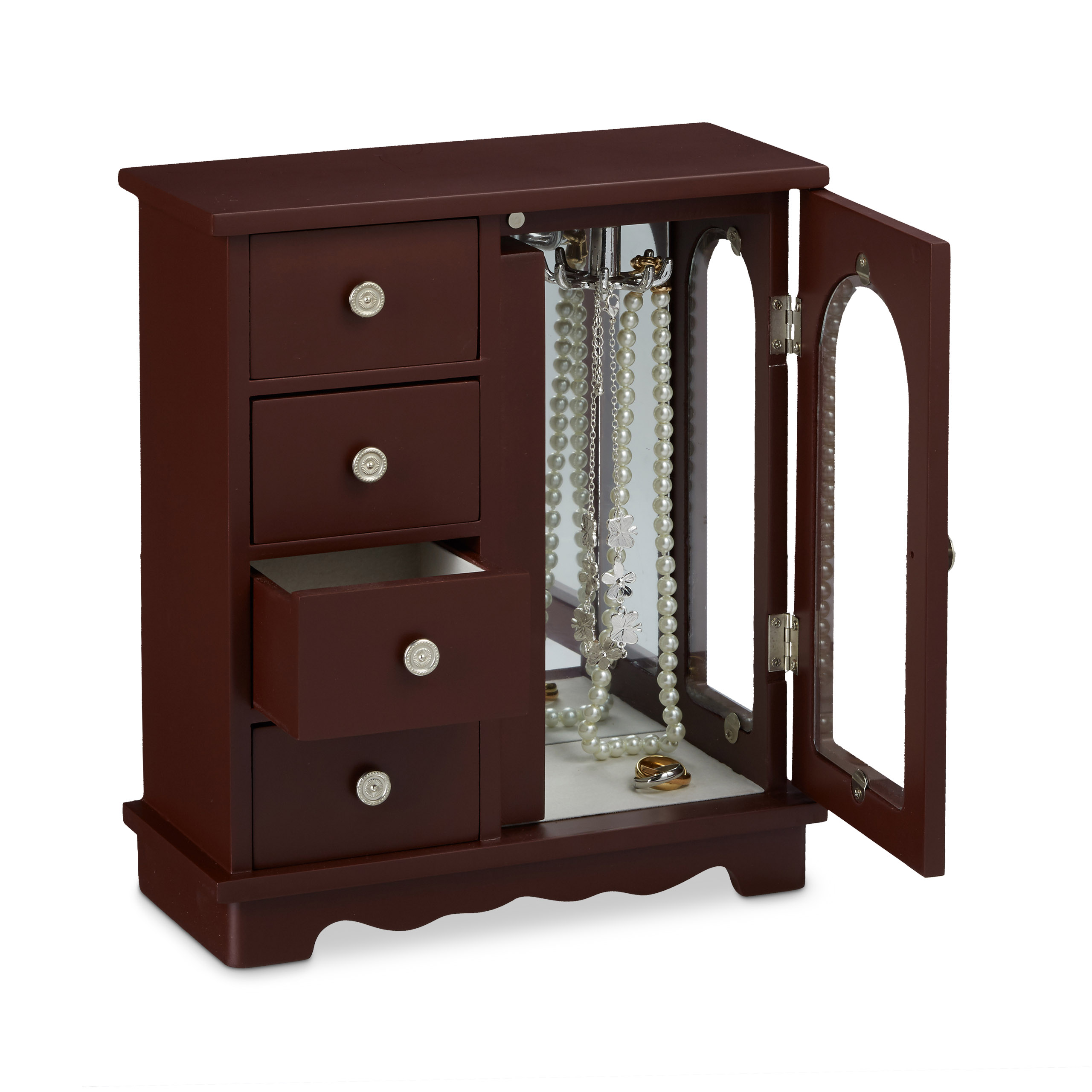 Schmuckkasten Schmuckschrank 4 Fächer Schmuckkästchen