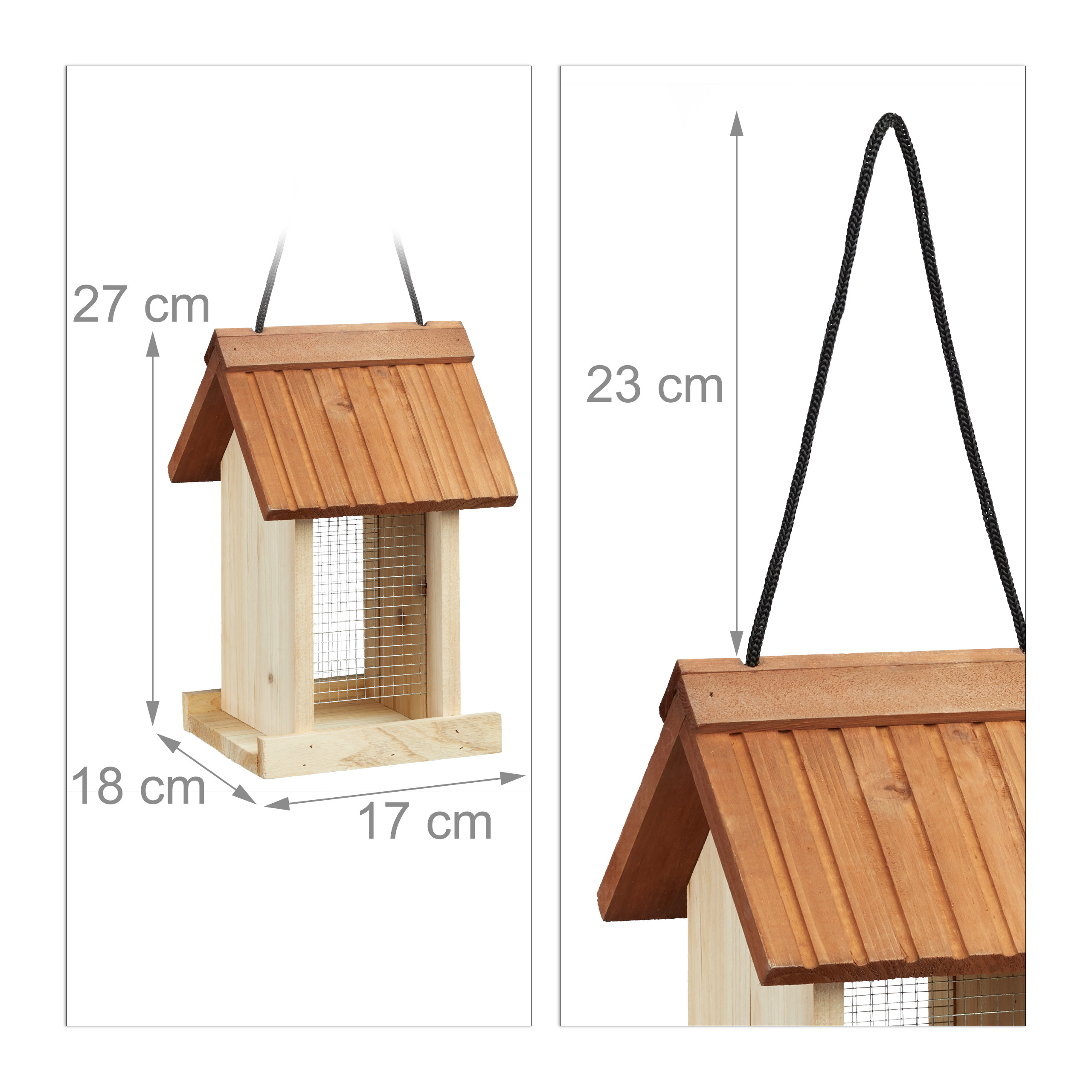 Vogelfutterhaus aus Holz, Vogelfutterstation zum Hängen, Für Wildvögel