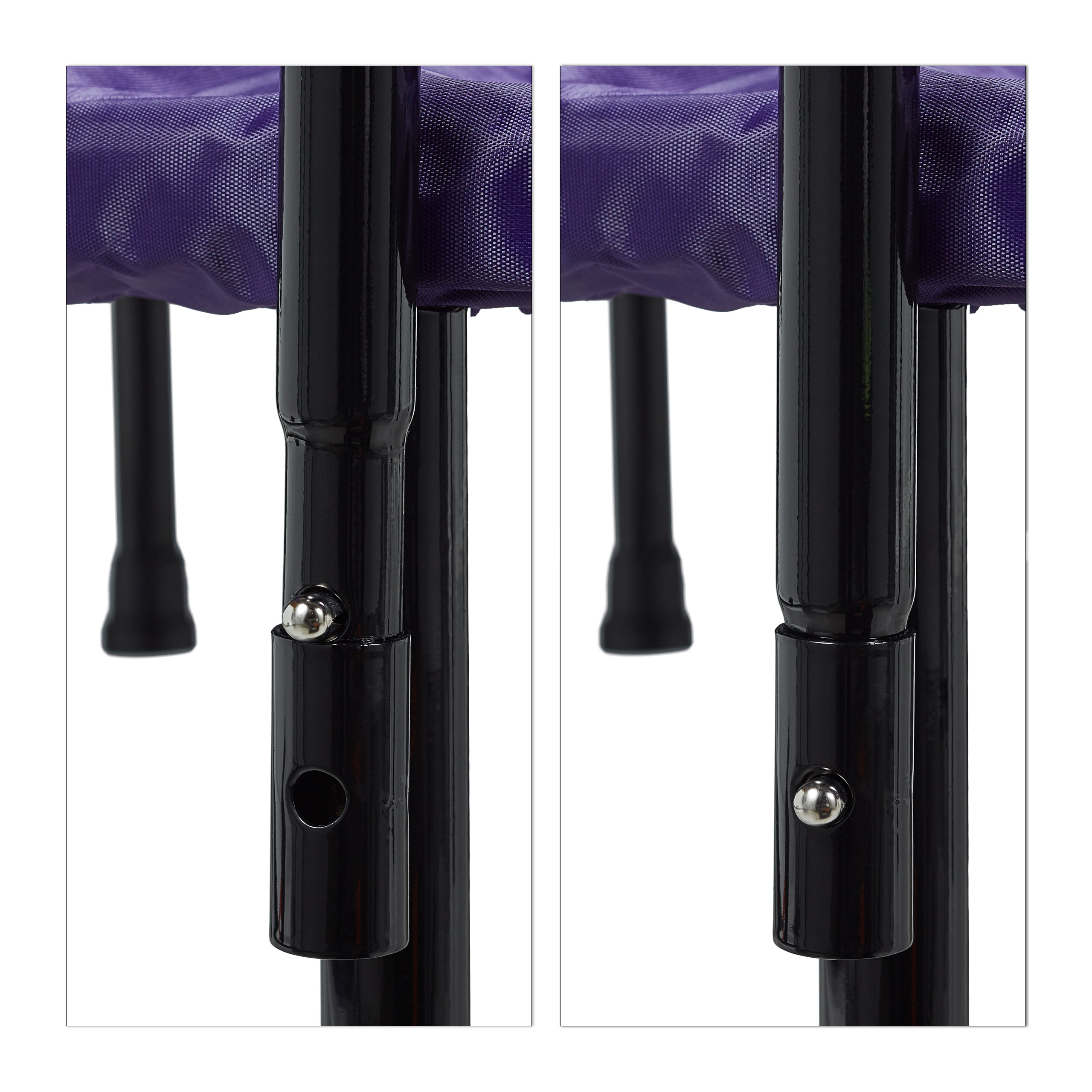 Trampolin faltbar mit Haltestange, Indoor Trampolin, schwarz-lila, max