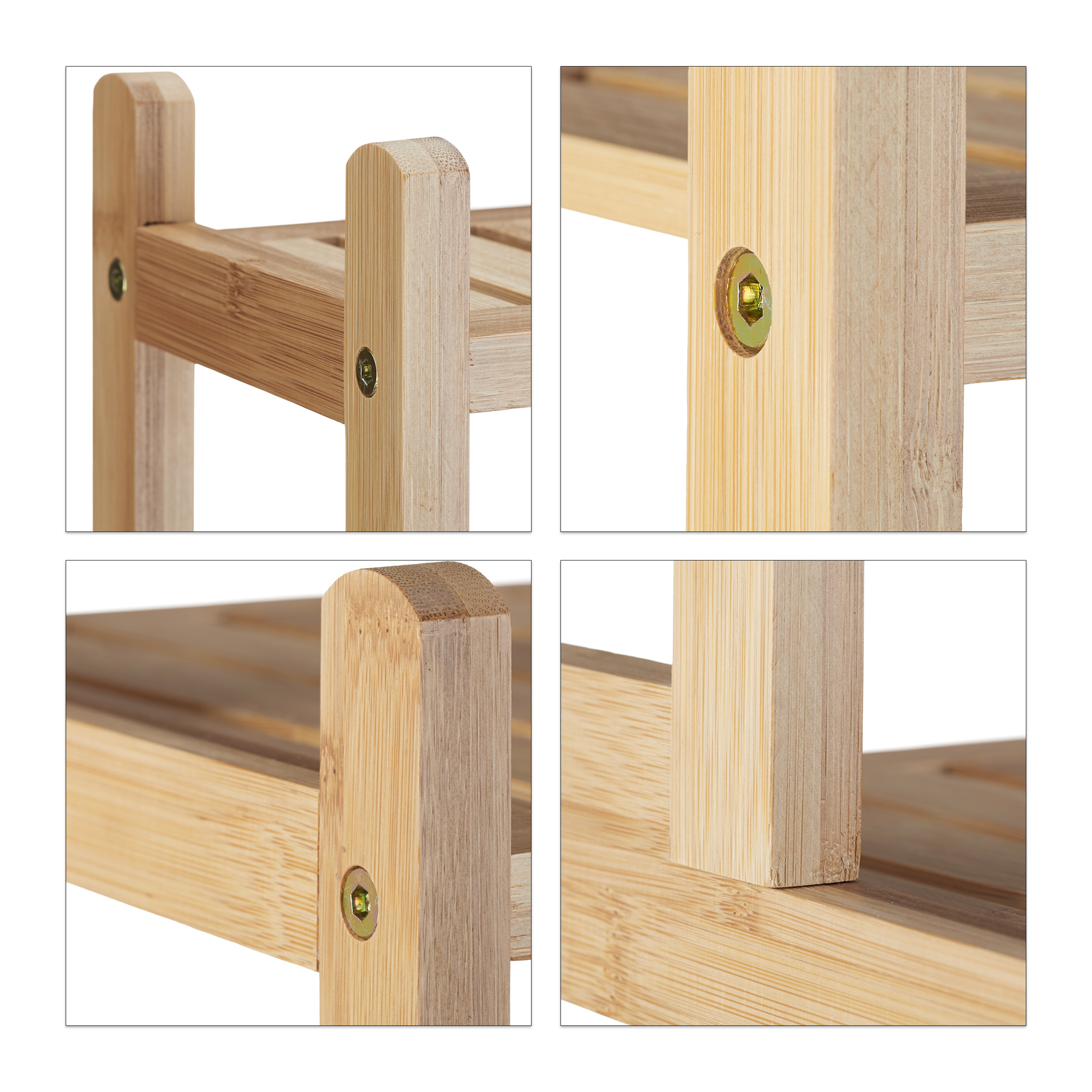 Badregal Bambus mit 5 Fächern, Küchenablage, Holz, Standregal 5-stufig