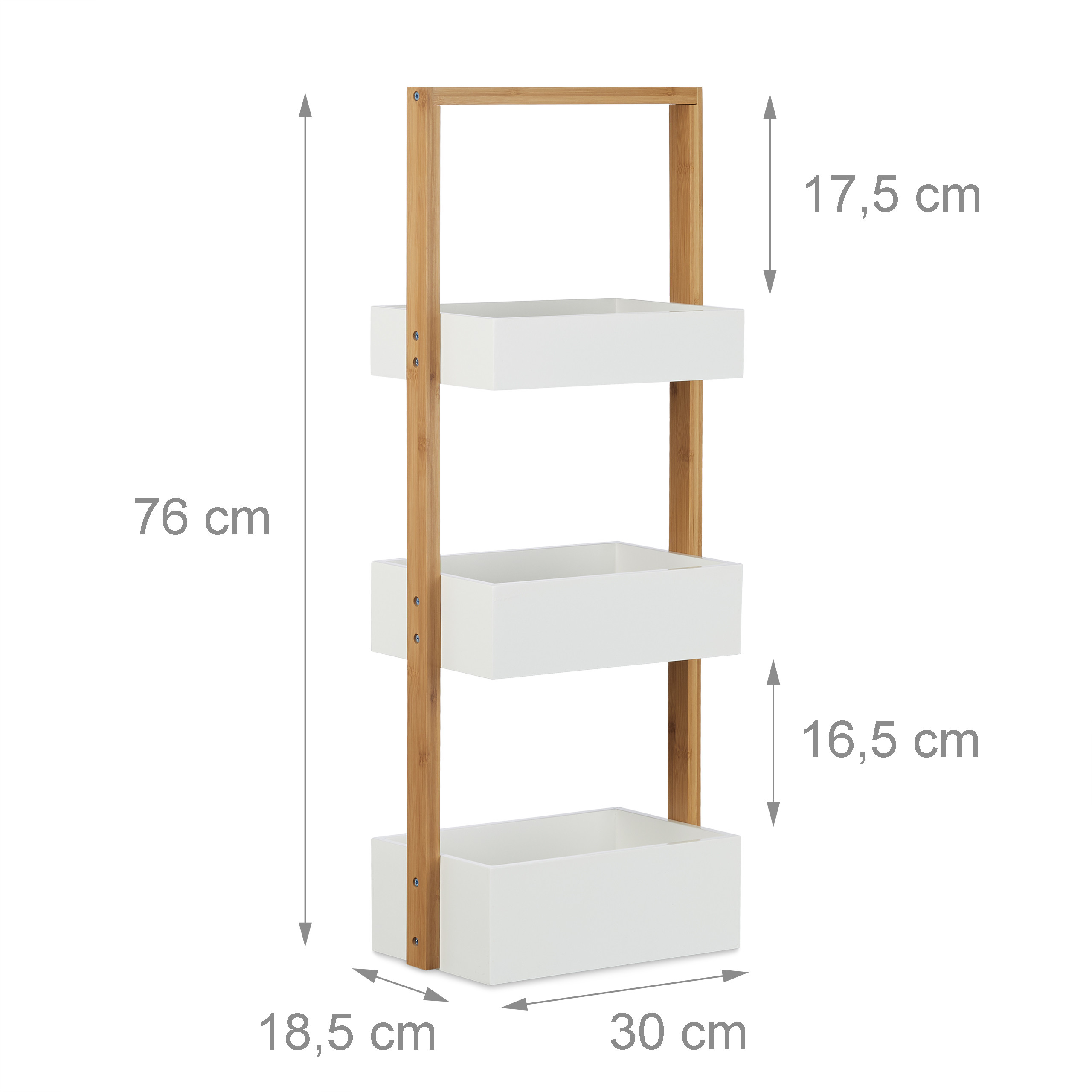 Badregal Holzregal mit 3 Körben Bambus Standregal Badezimmerregal