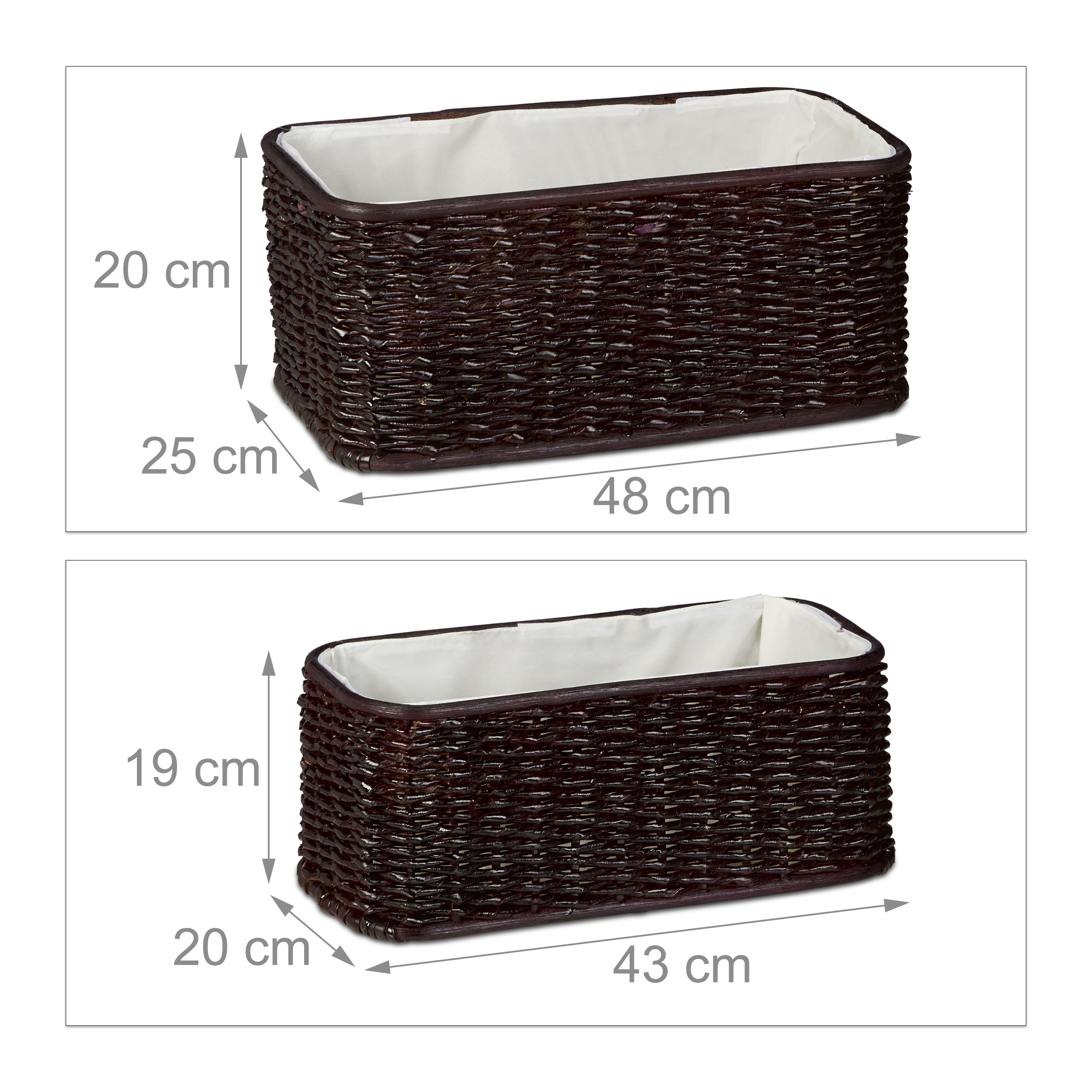 Korb Set Buri, Holzkörbe geflochten, Aufbewahrungskörbe braun, Deko