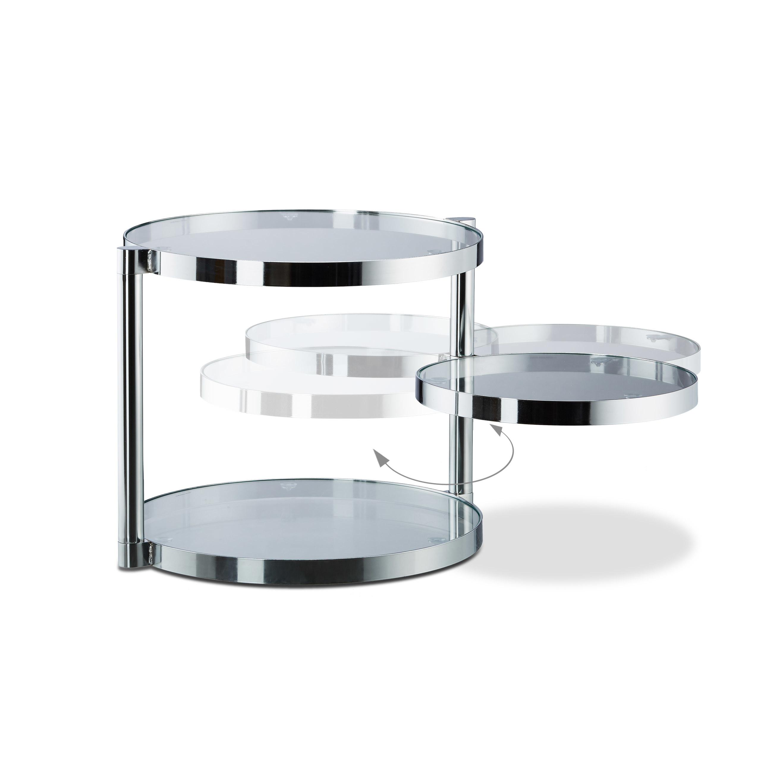 Couchtisch aus Glas, Beistelltisch silber, Glastisch rund, Wohnzimmer 3