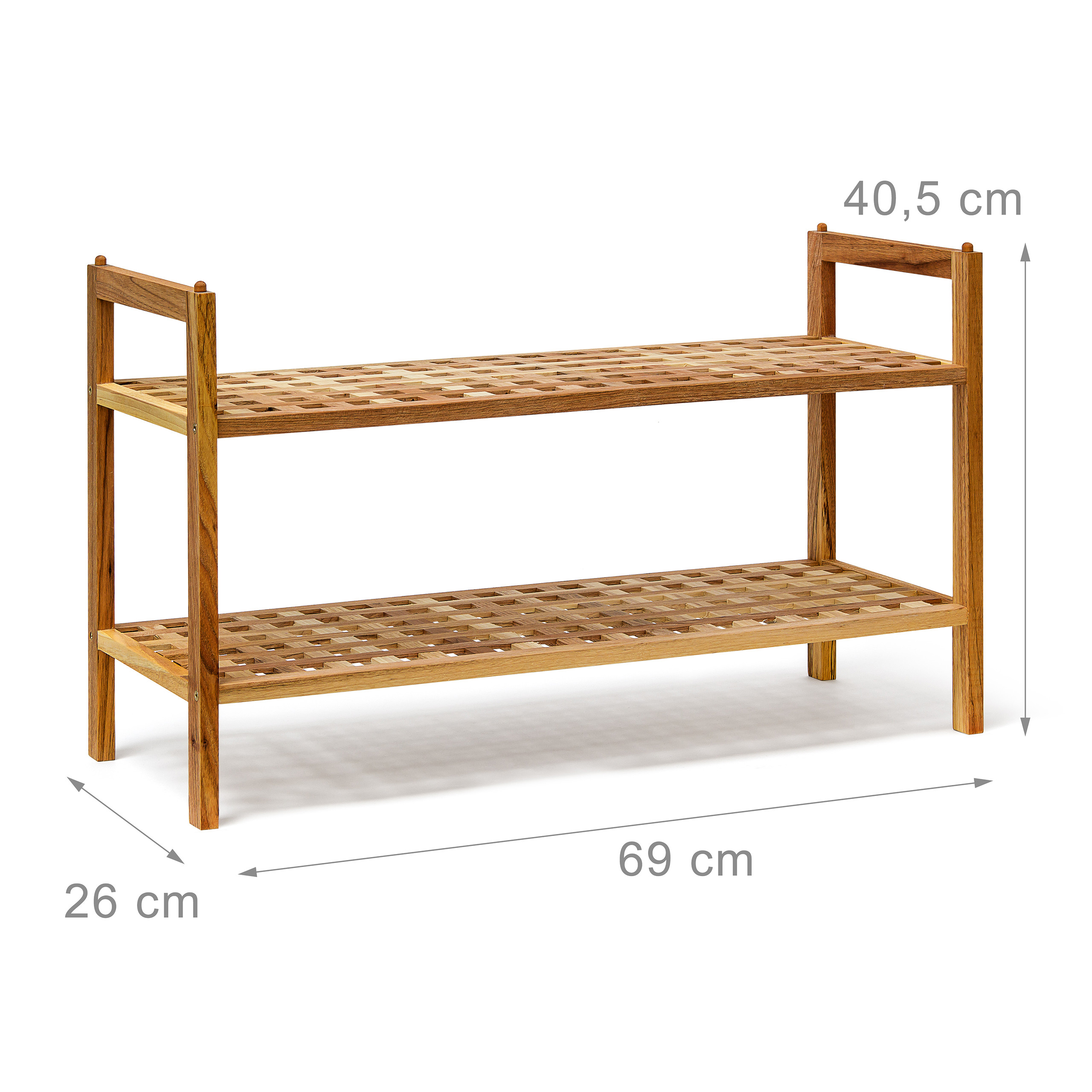 2 x Schuhregal Walnuss im Set Schuhablage stapelbar je 2Etagen