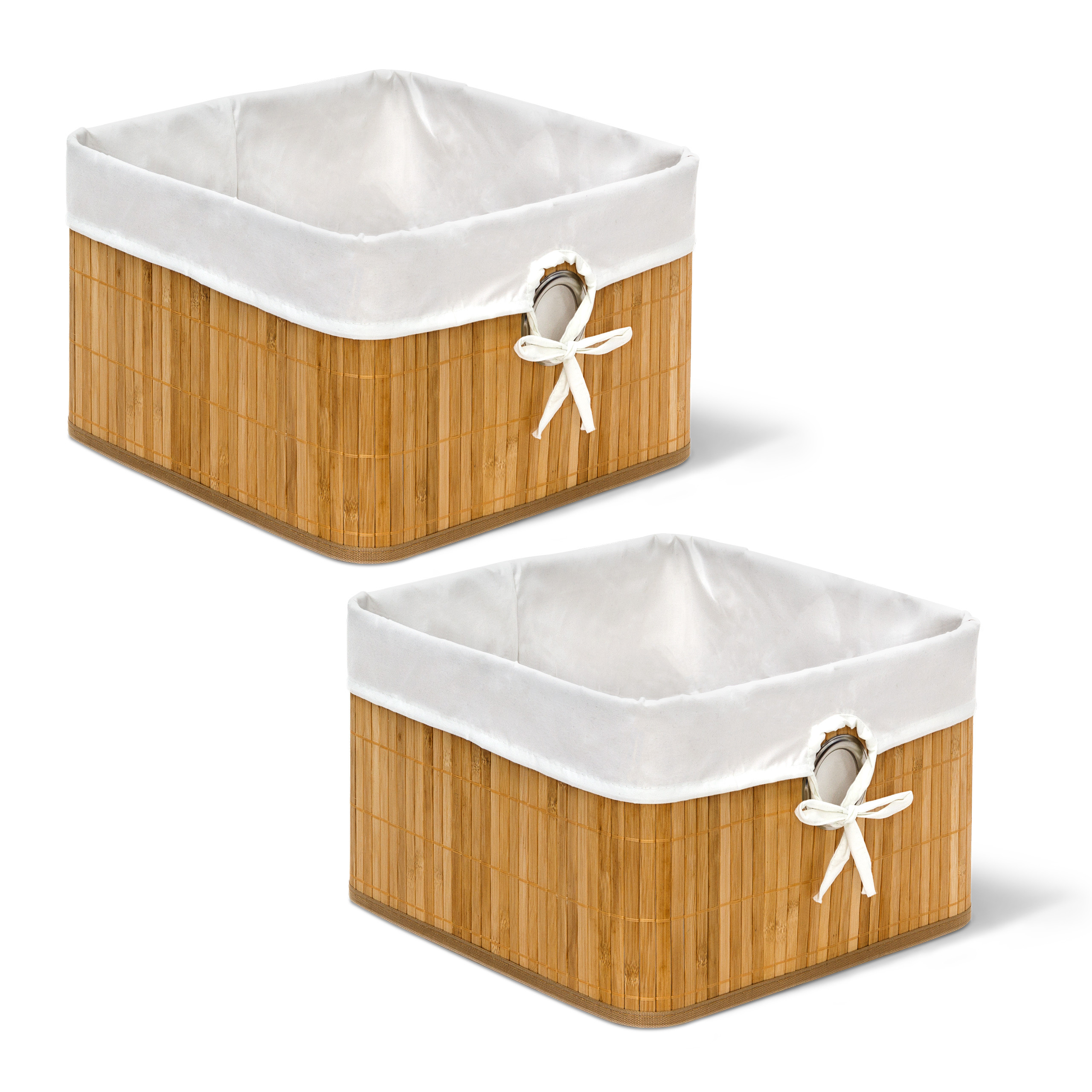 2 x Aufbewahrungskorb natur, Regalkorb aus Bambus, 2er Set, mit
