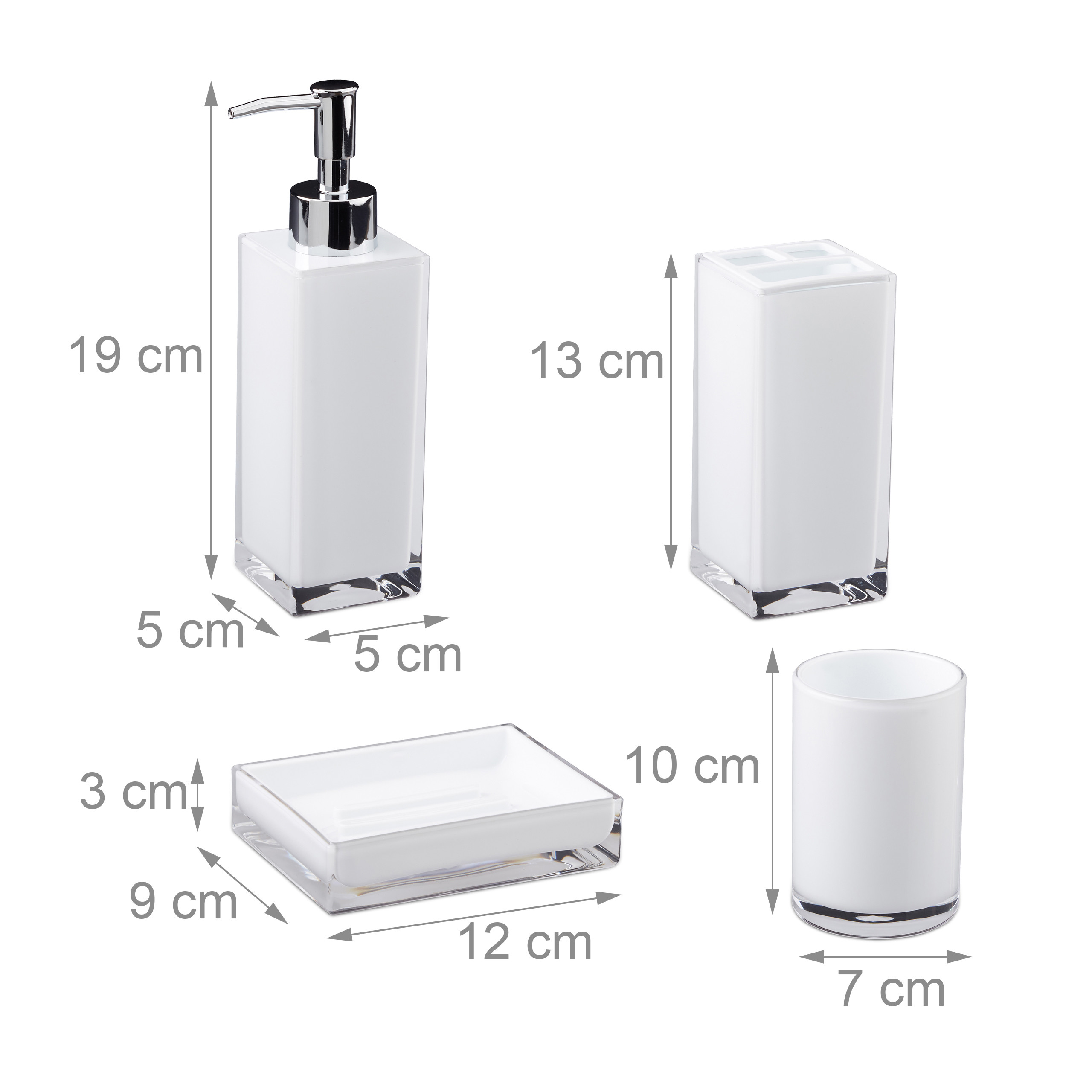 Badaccessoires Set 4-teilig, Badset schwarz, weiß, Badzubehör modern