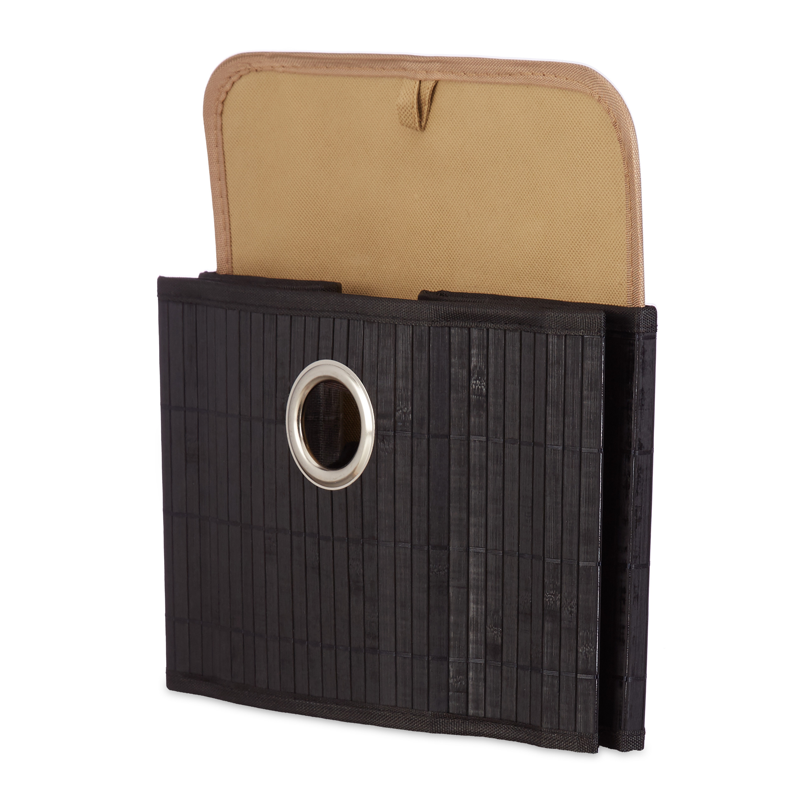 2er Set Aufbewahrungskorb Bambus schwarz Aufbewahrungsbox Faltbox