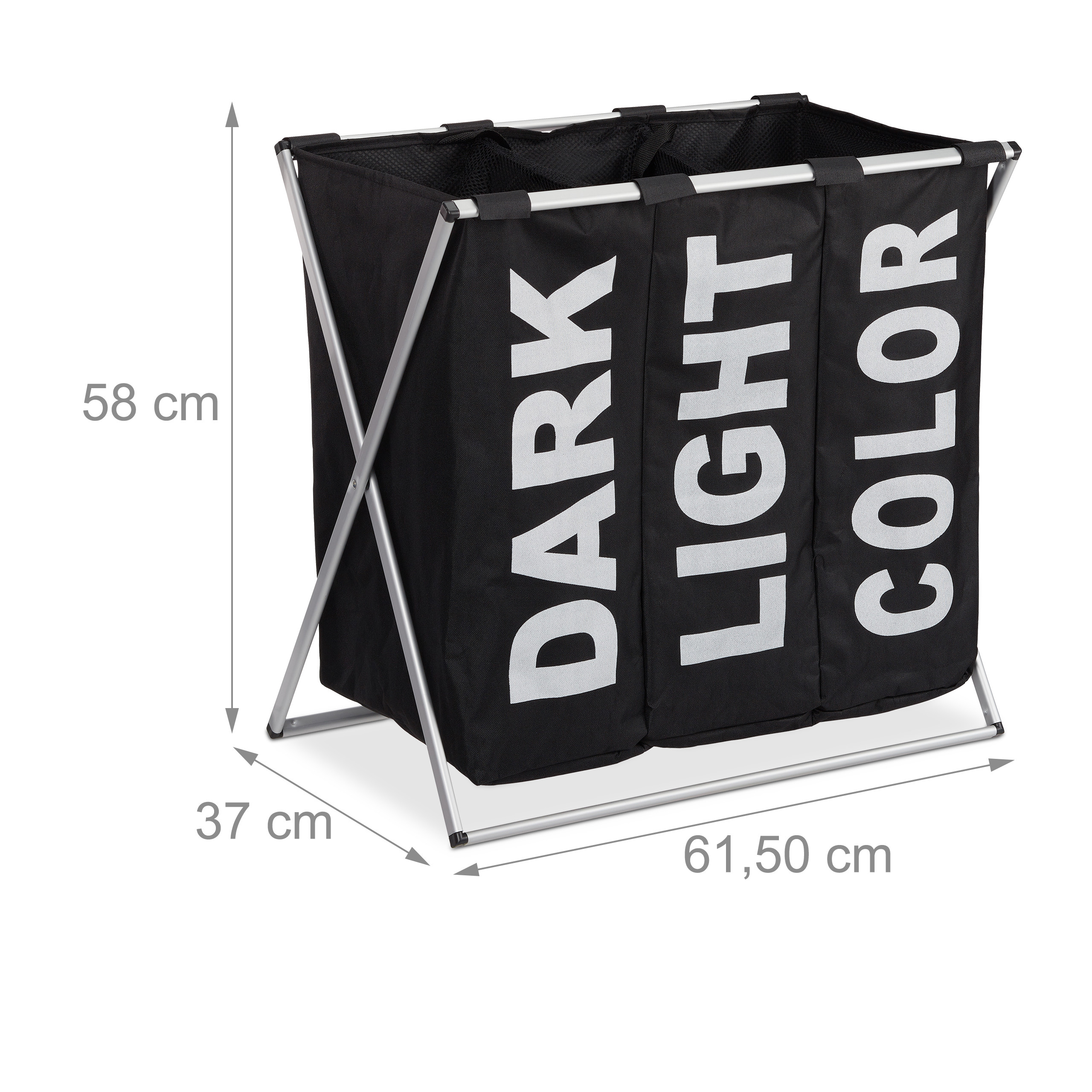 3er Wäschesortierer 90L X-Gestell Sammler Wäschesack Wäschetrenner