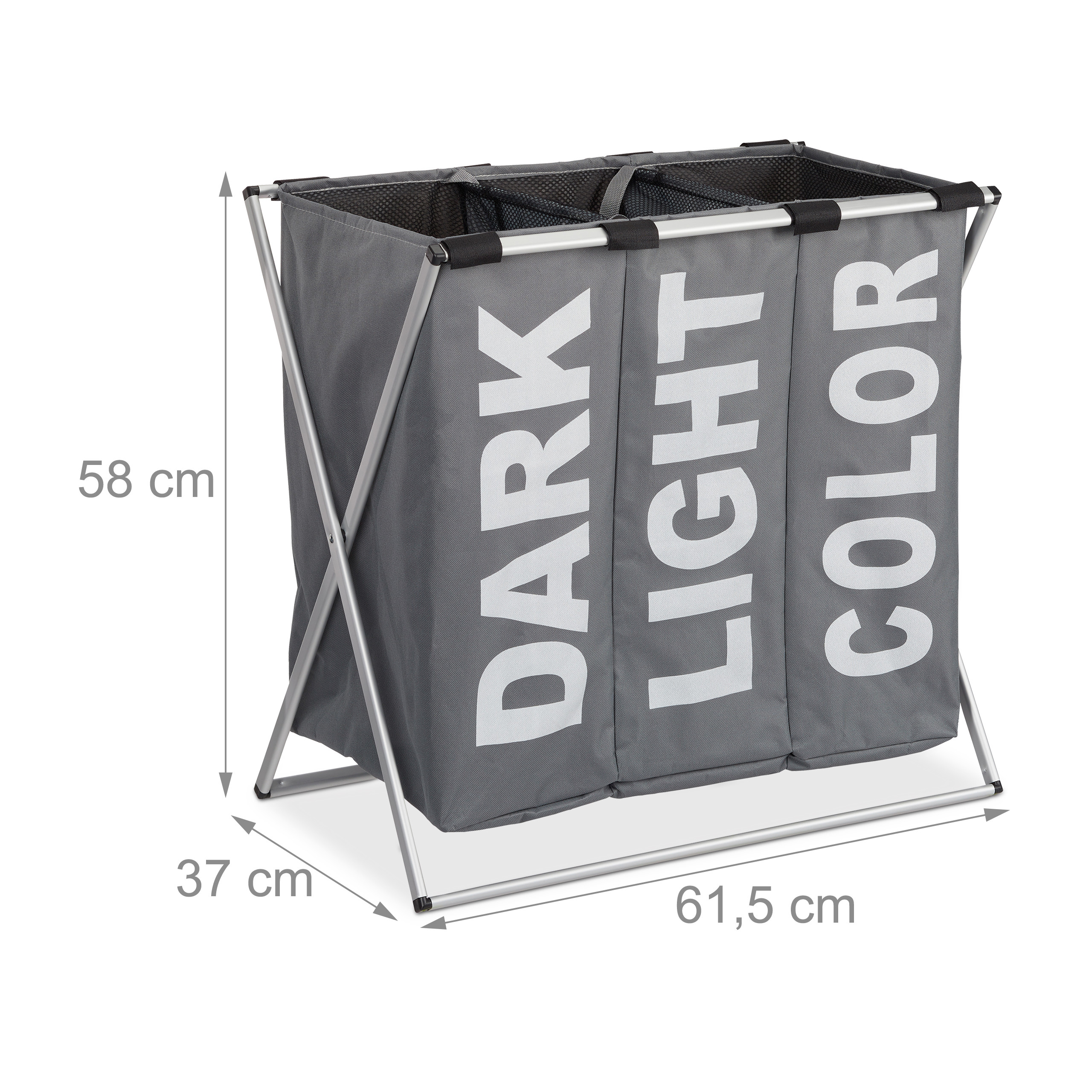 3er Wäschesortierer 90L X-Gestell Sammler Wäschesack Wäschetrenner