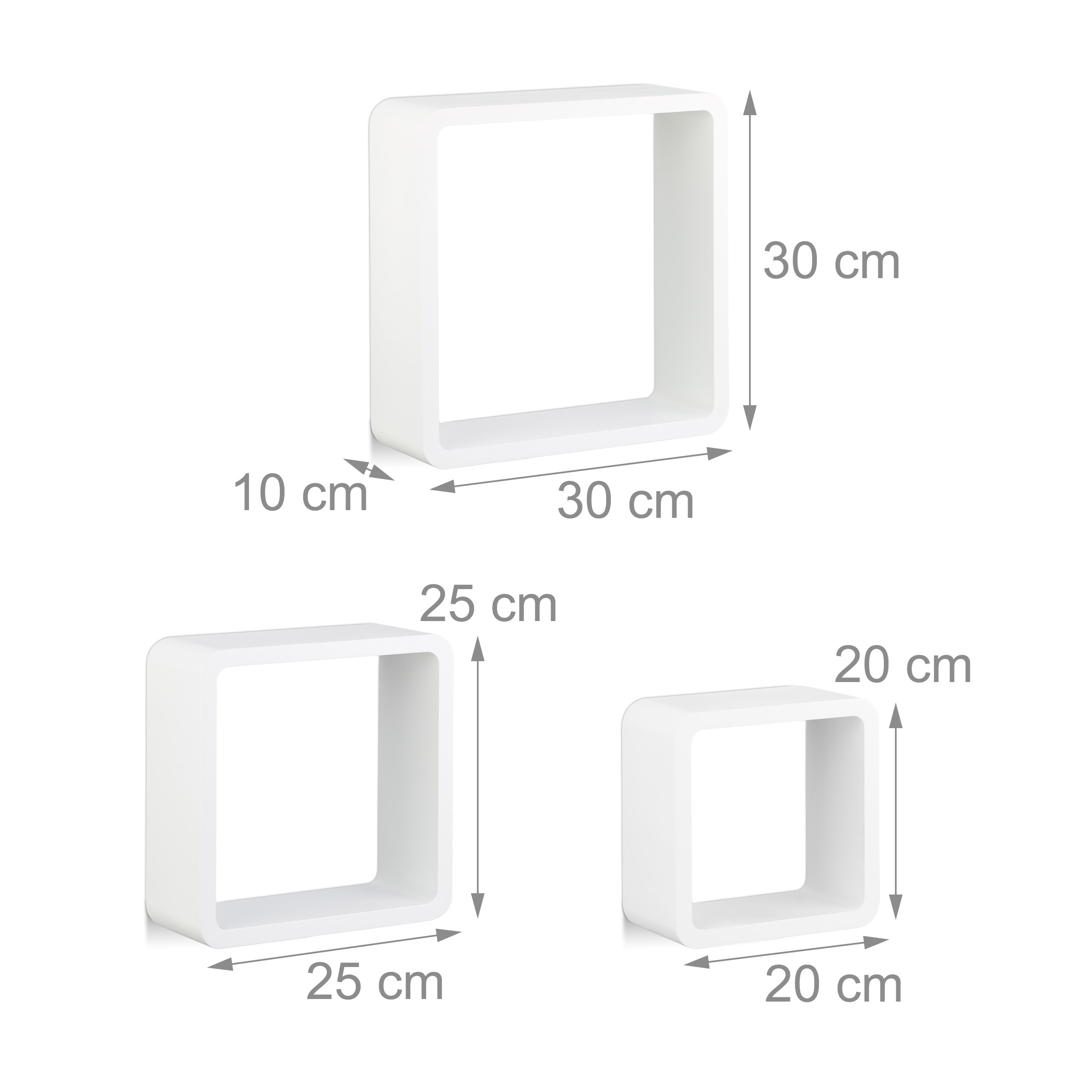 6er Set Wandregale weiß, Hängeregale, Wandboards matt lackiert