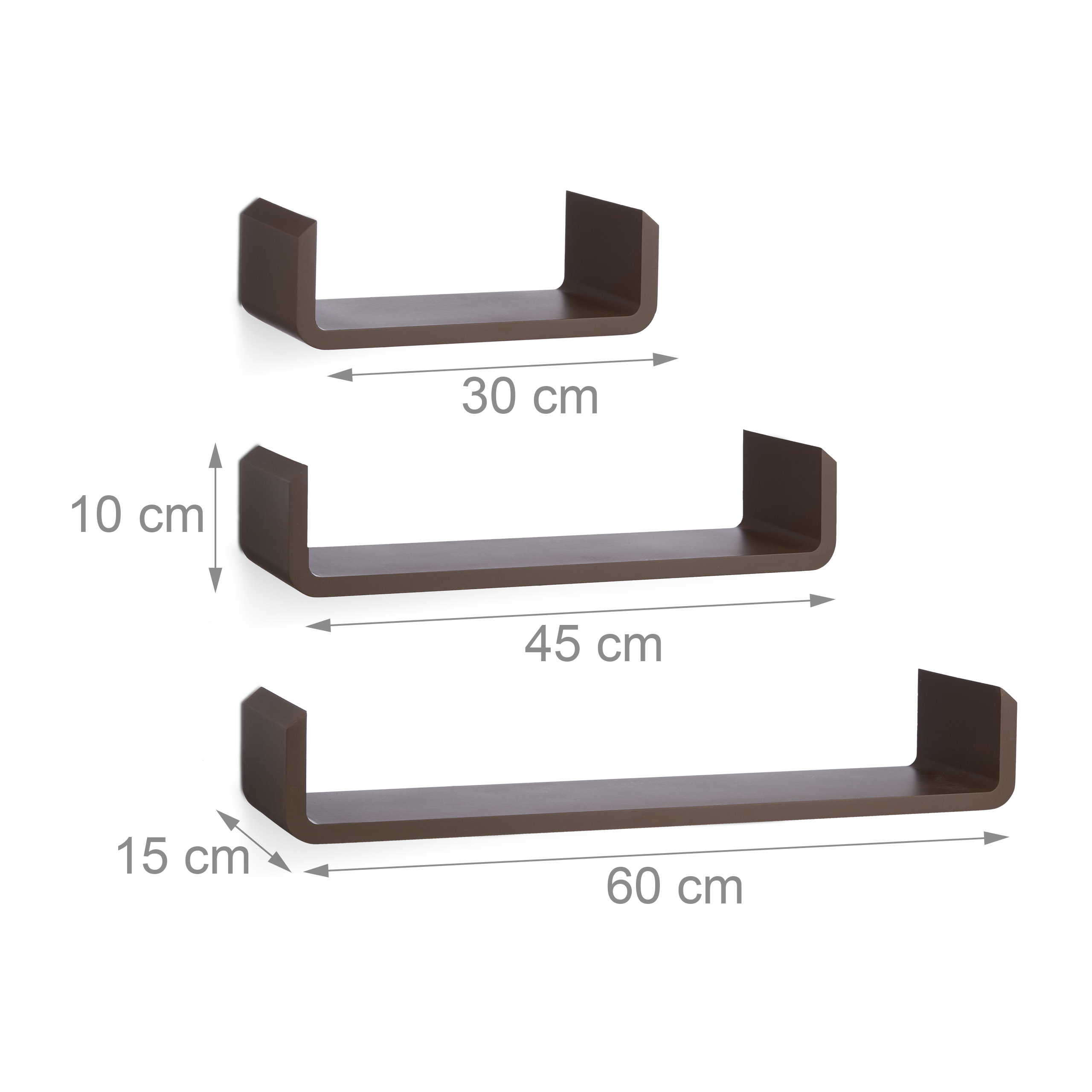 7 tlg. Wandregal Set braun Hängeregal Wandboard Regalbrett Küchenregal