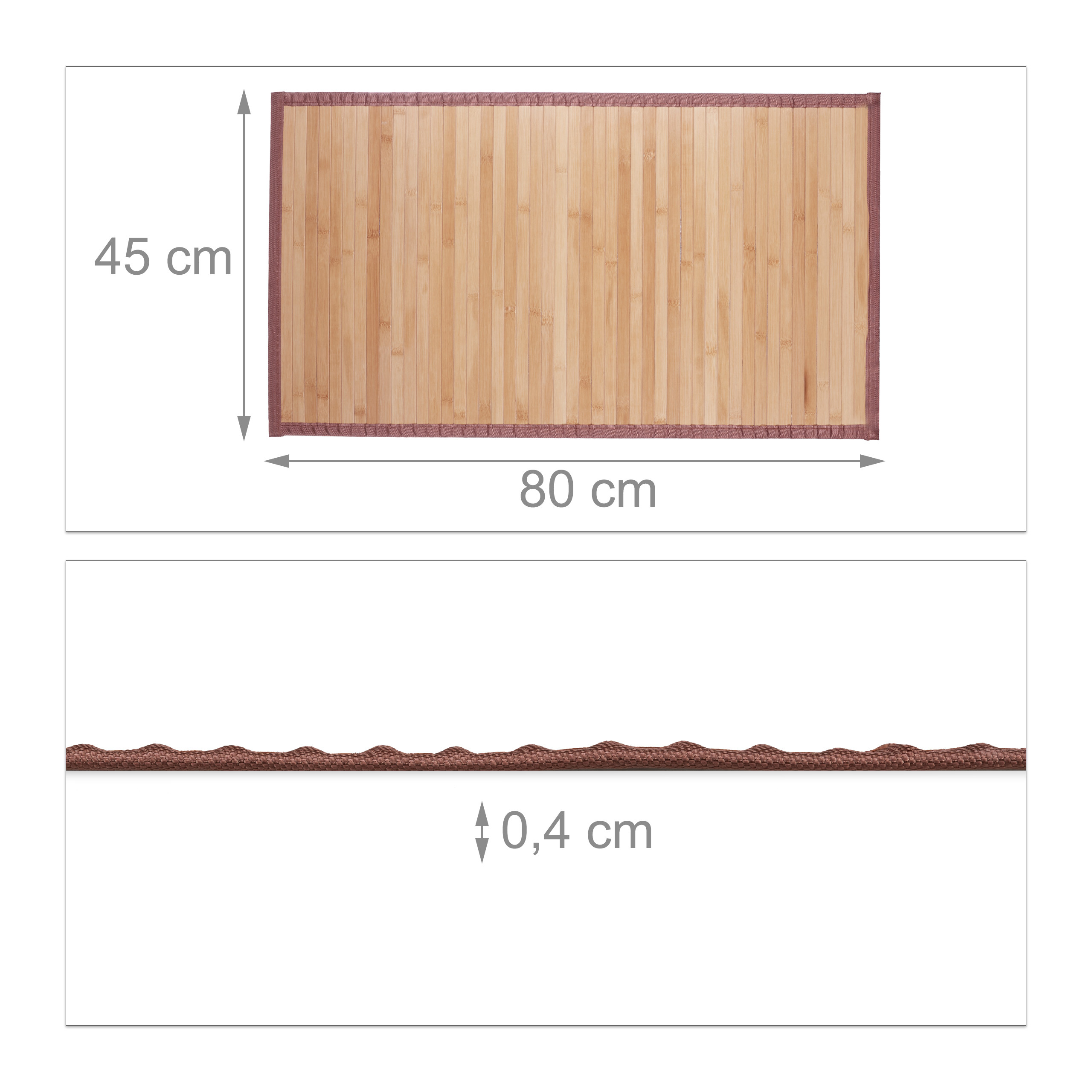 Bambusmatte 80x45 Fußmatte Bambus Badvorleger Duschmatte Badematte