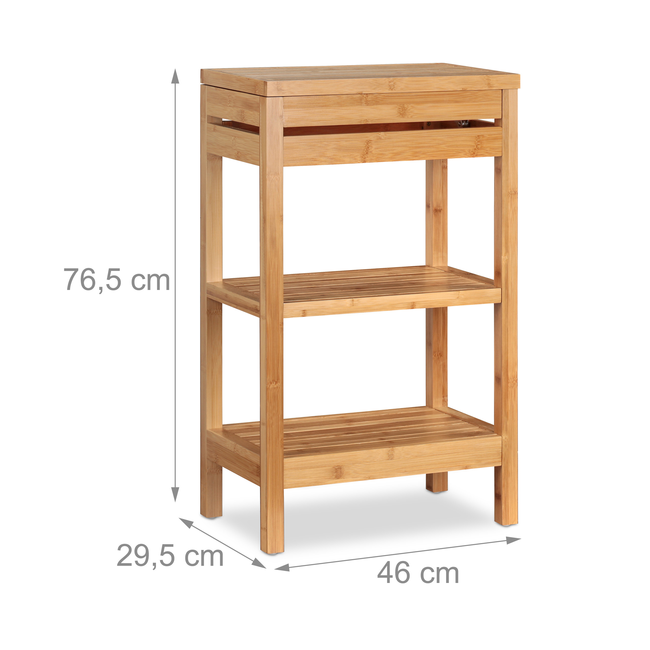 Badregal Bambus Holzregal Natur Bambusregal 3 Ablagen Standregal