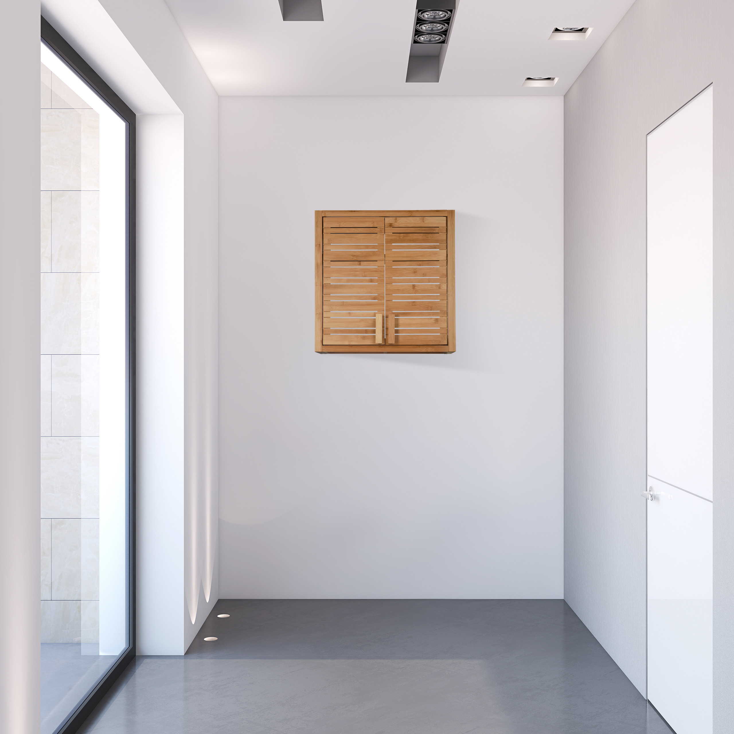 Wandschrank Bambus Hängeschrank natur Küchenschrank Badschrank