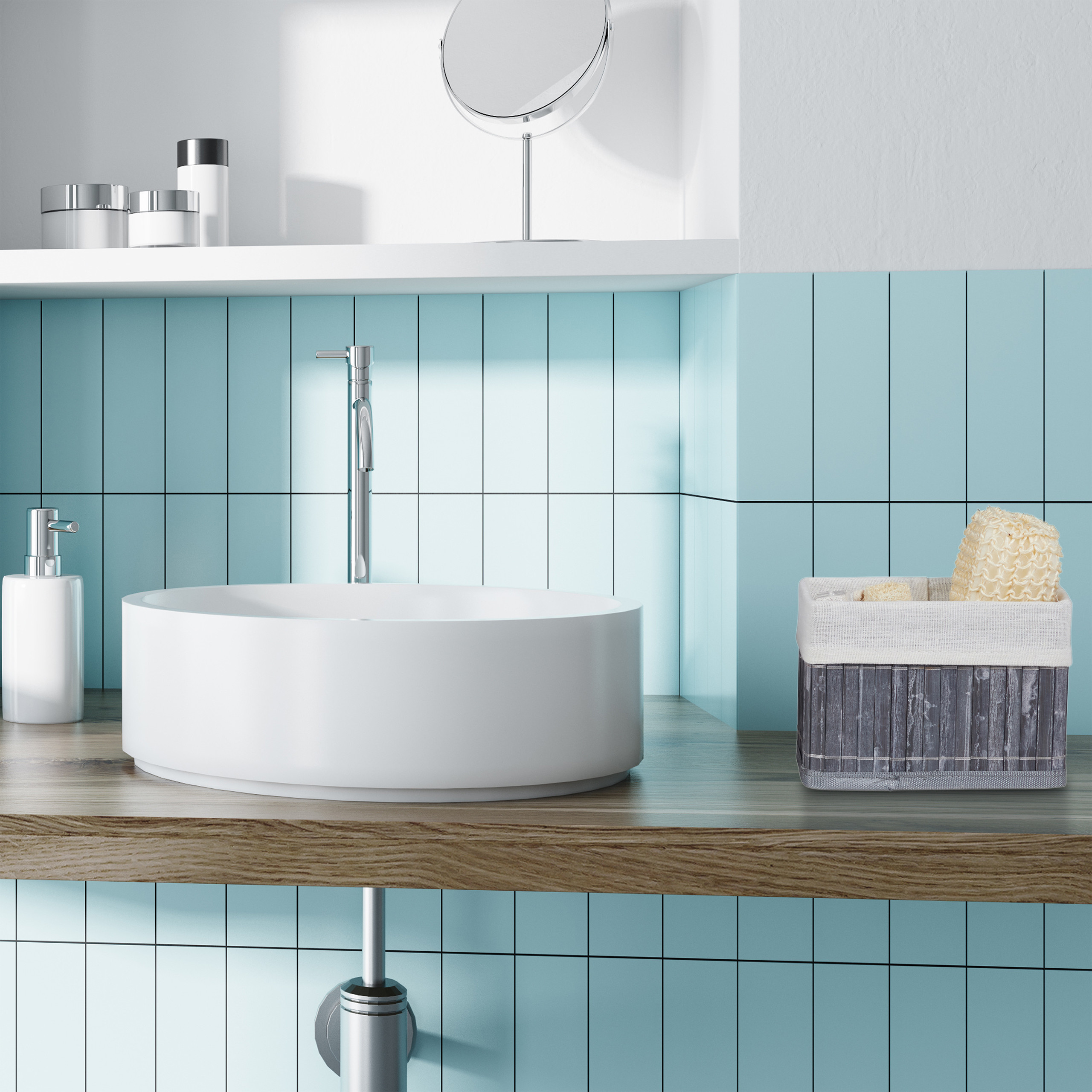 Aufbewahrungskorb 6er Set Badorganizer Aufbewahrungsbox Bambuskorb