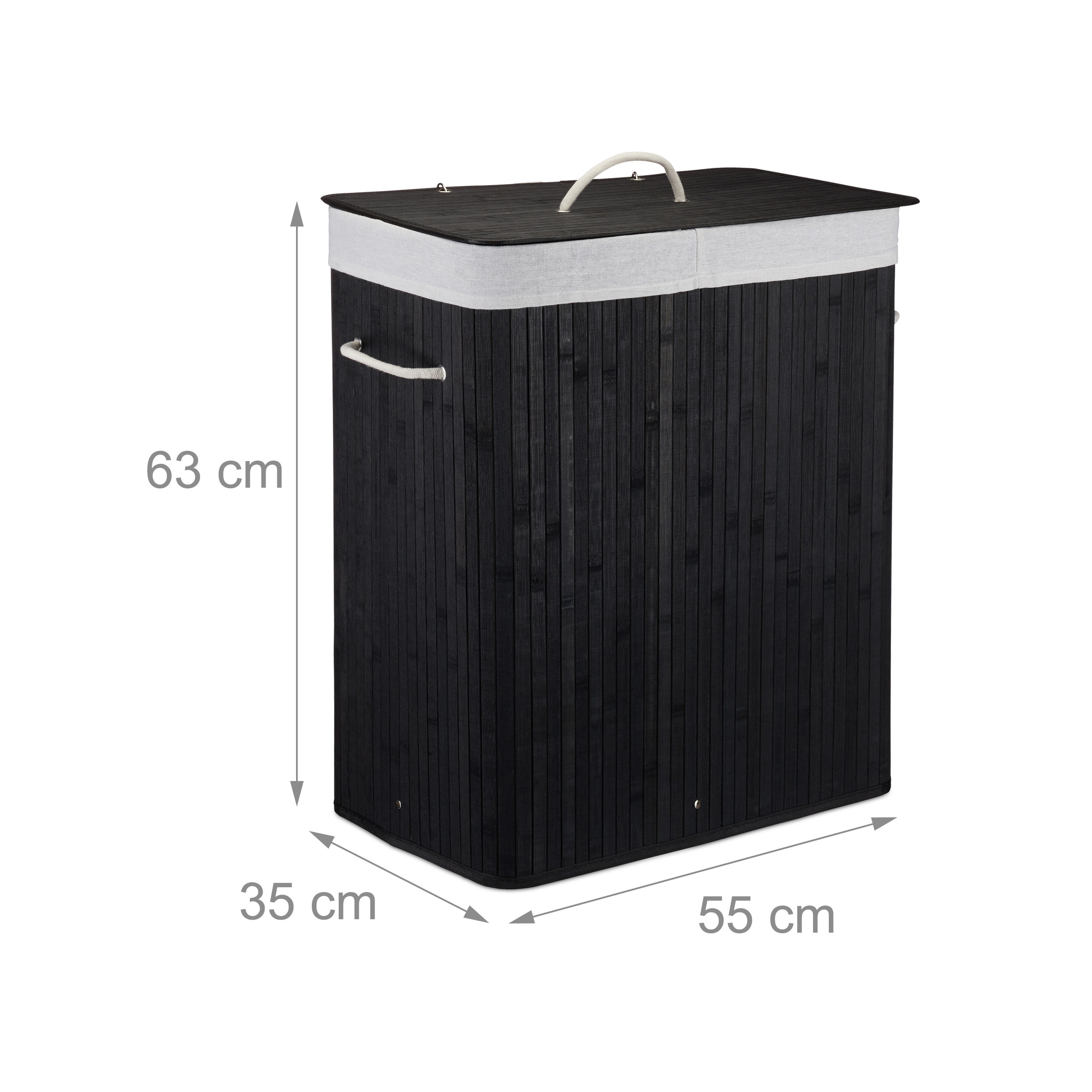 Wäschekorb Wäschesammler Wäschebox Bambus mit 2 Fächern, faltbar