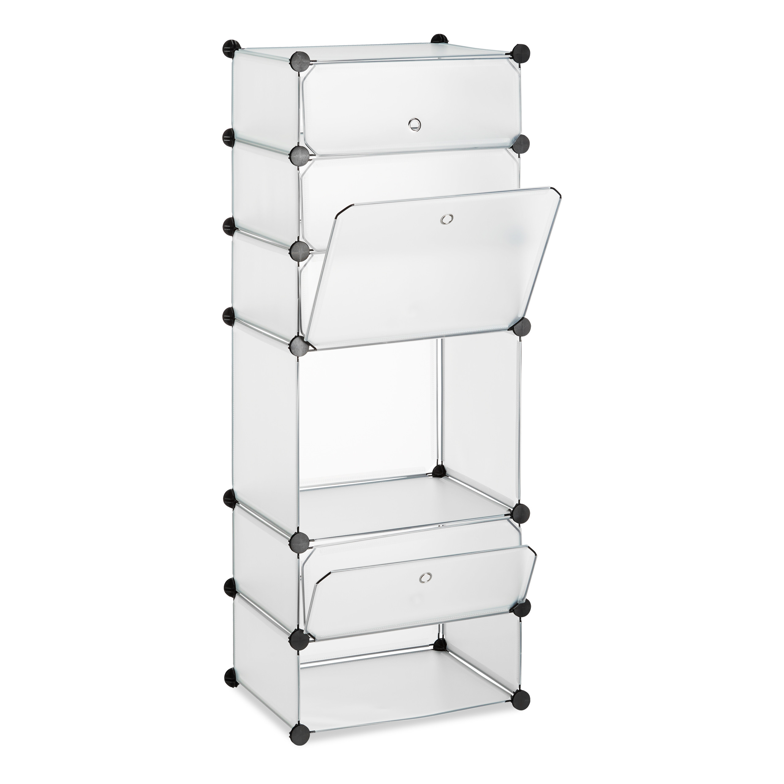 Schuhregal Kunststoff 6 Fächer DIY Steckregal mit Türen Schuhschrank