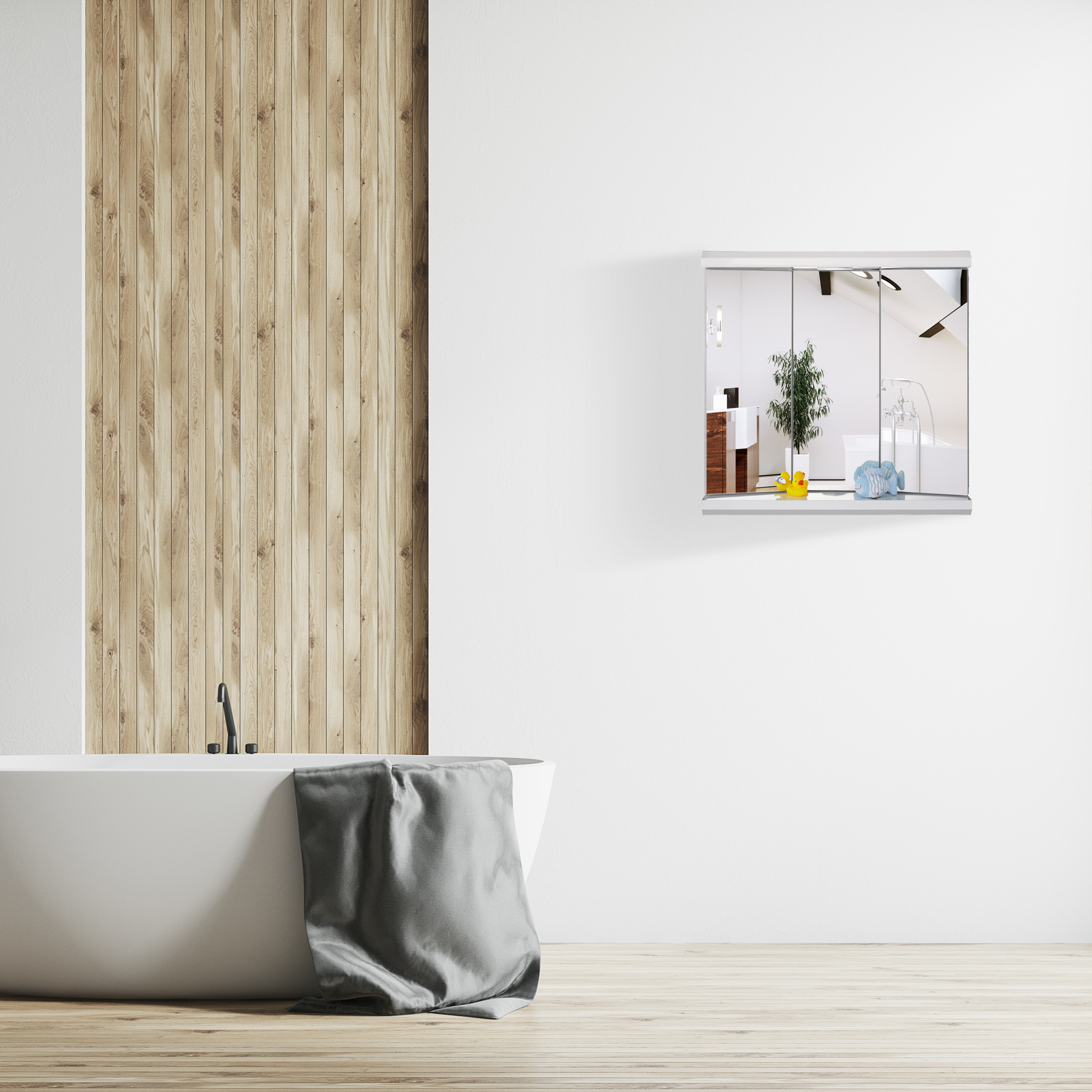 LED Spiegelschrank 3 Türen Badezimmerschrank Spiegelschrank Strom