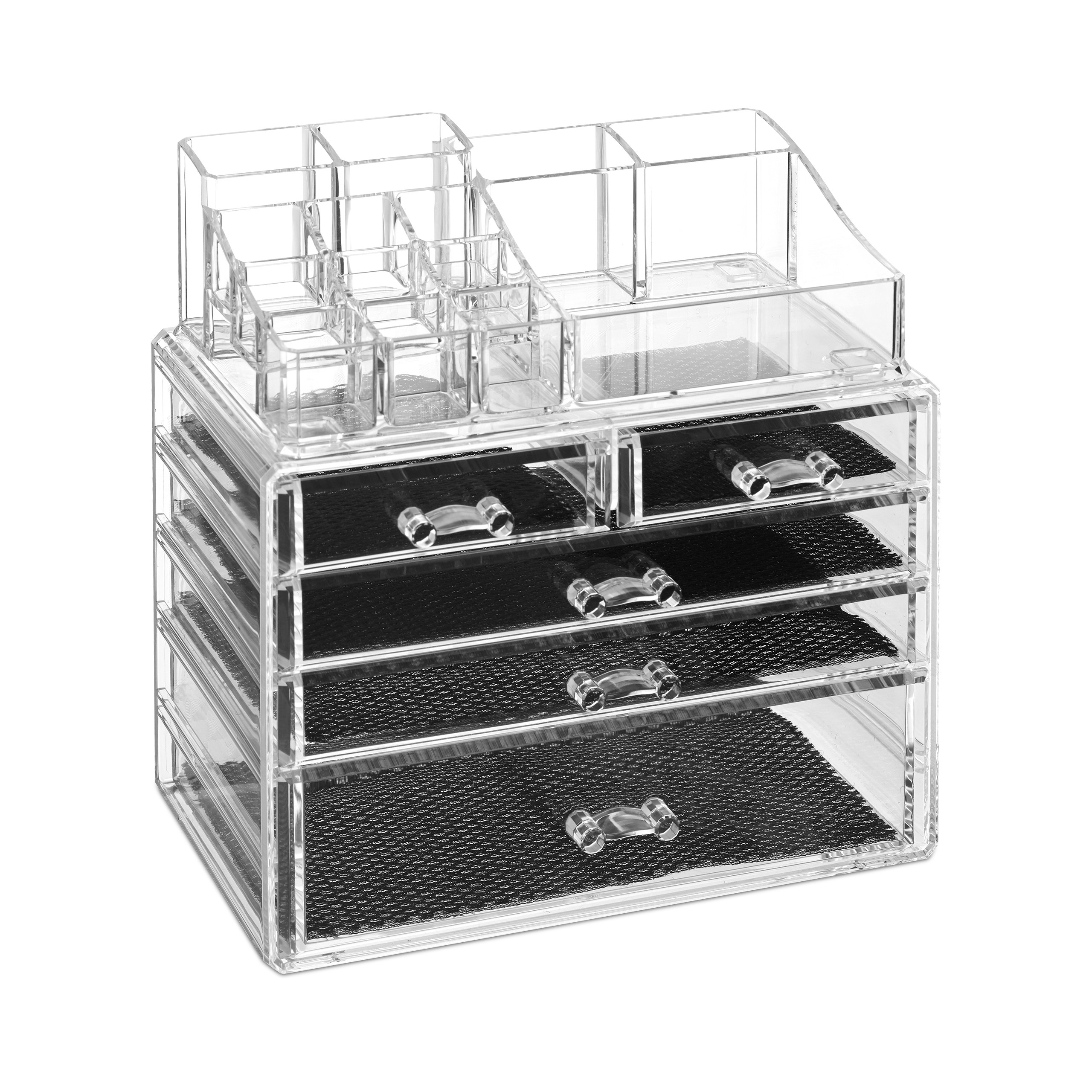 Acryl Make-up Organizer – 4 Stück Transparente Schubladen-Boxen Mit 8 Fächern, Perfekt Für Schminktisch & Bad
