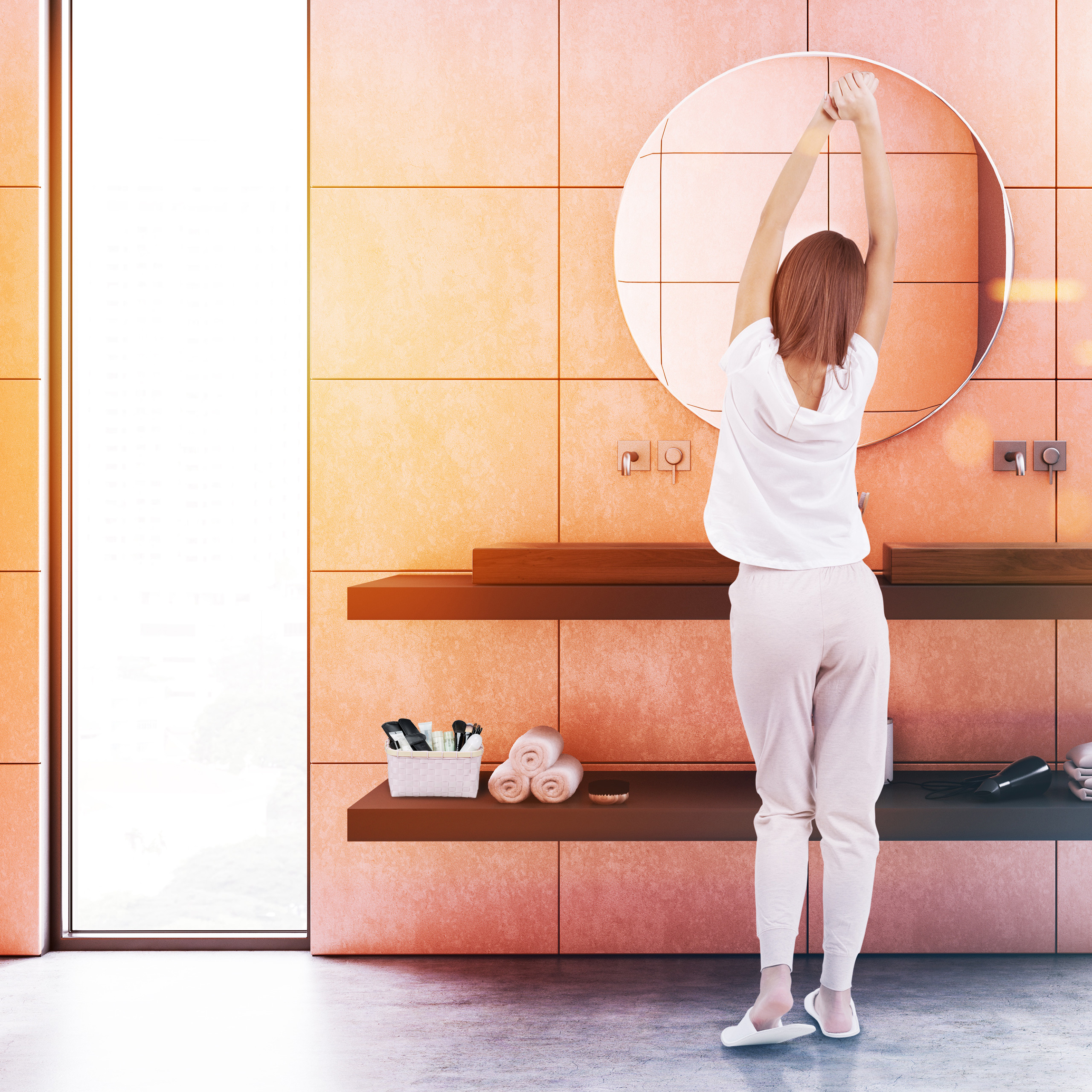 Aufbewahrungskorb 3er Set Badkörbchen Bambus Korb Set Badkorb PP