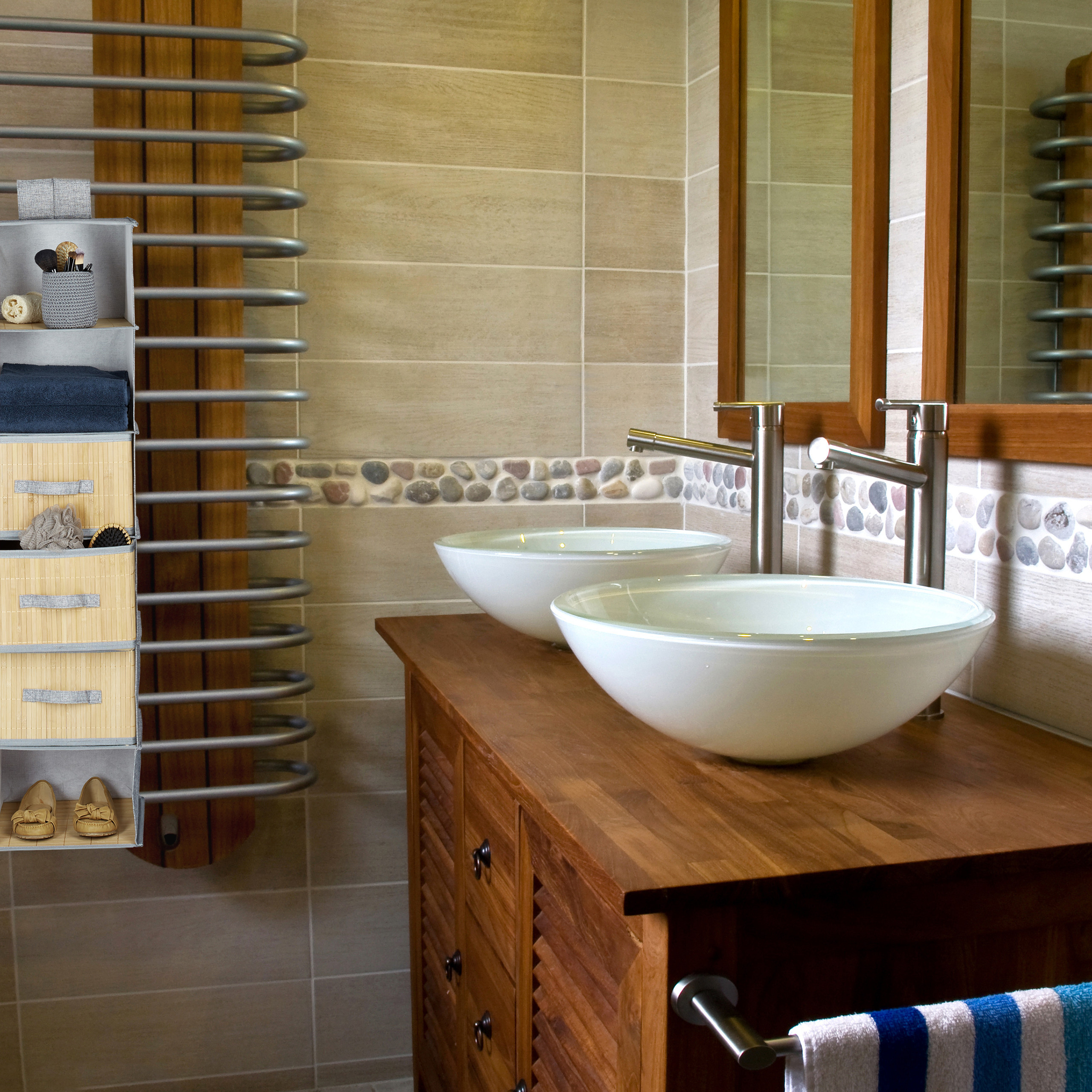 Hängeregal Stoff 3 Einschübe Faltregal 6 Fächer Hängeaufbewahrung