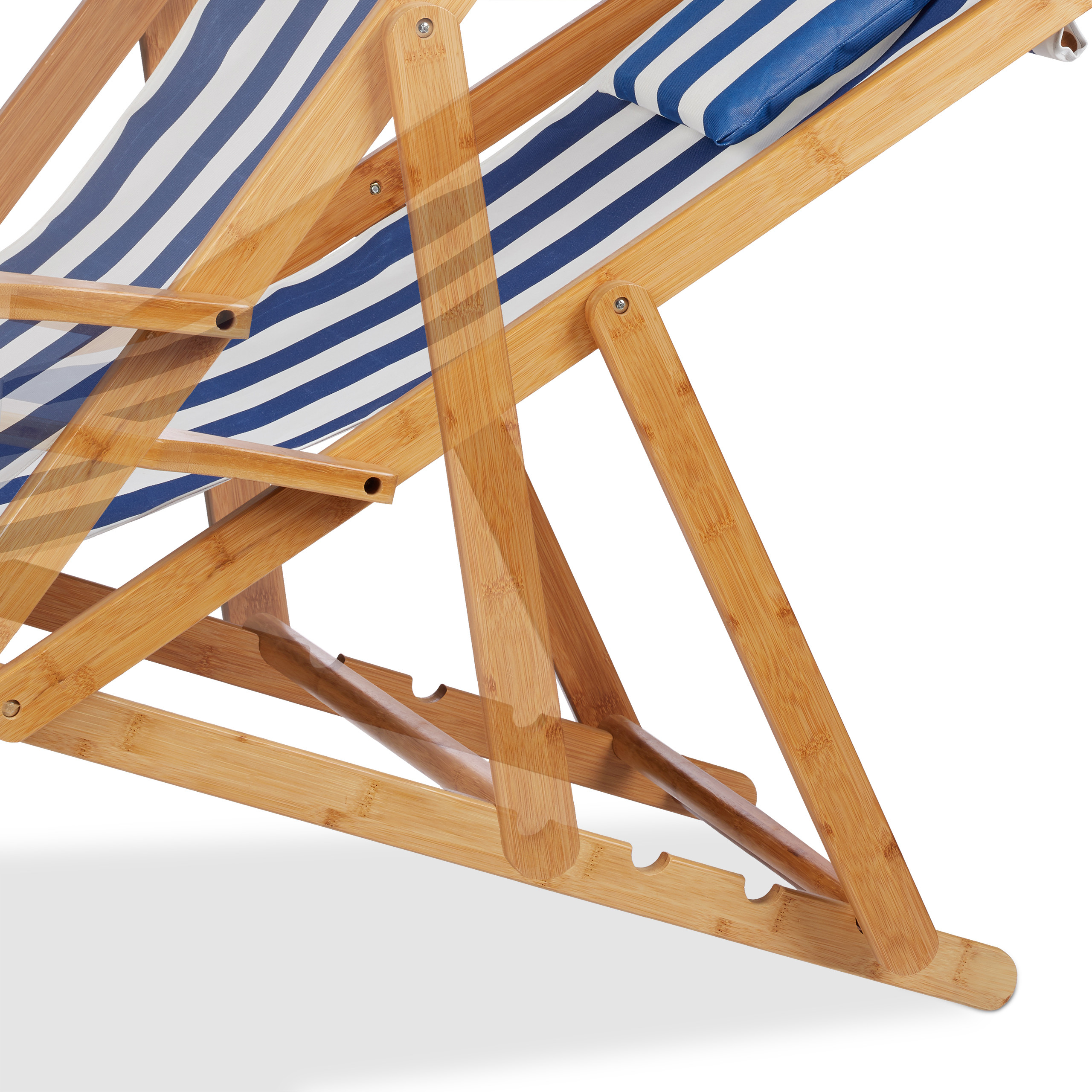 Liegestuhl / Strandstuhl mit Fußteil blau gestreift günstig kaufen | eBay