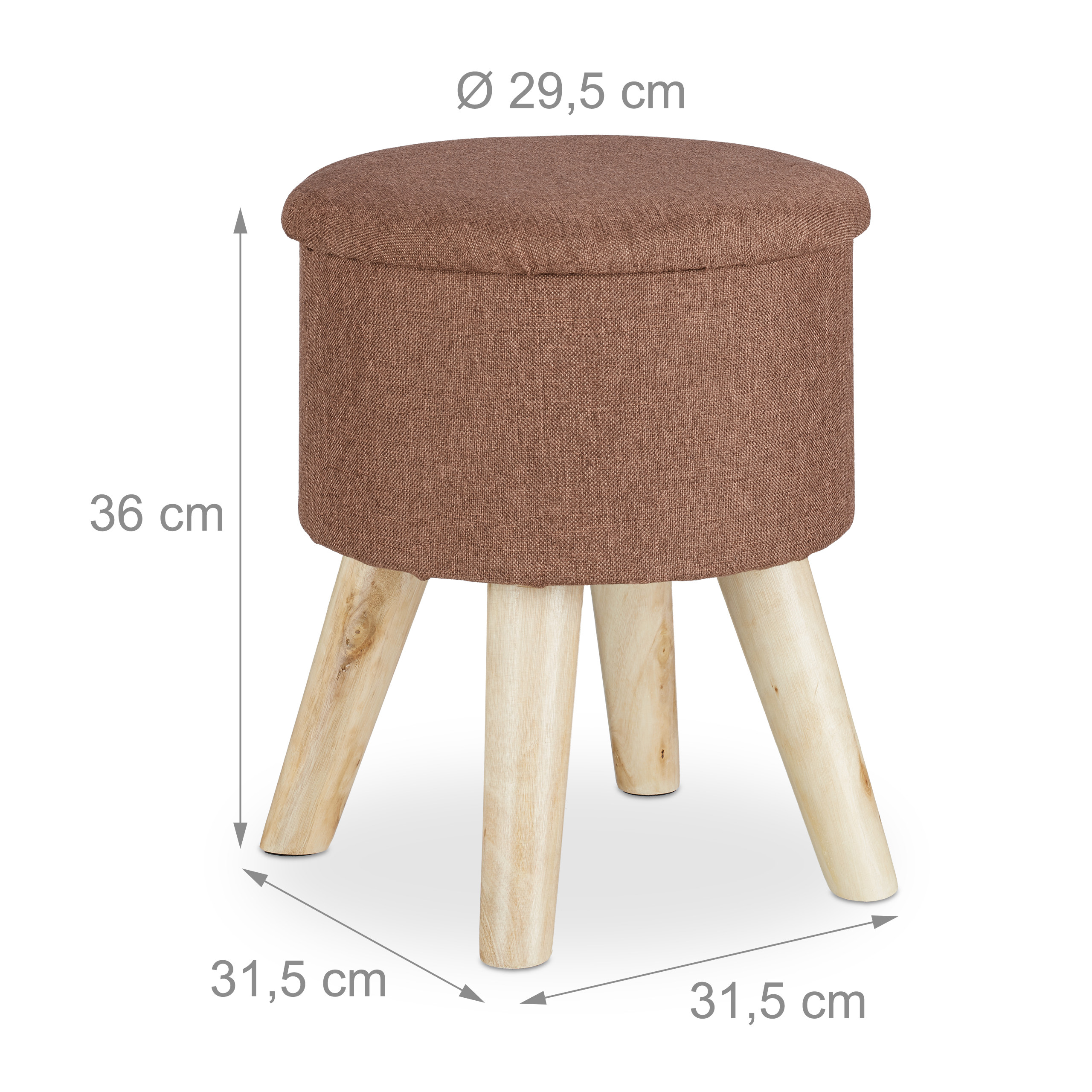 Hocker mit Stauraum Dekohocker Holzbeine Polsterhocker Beinhocker