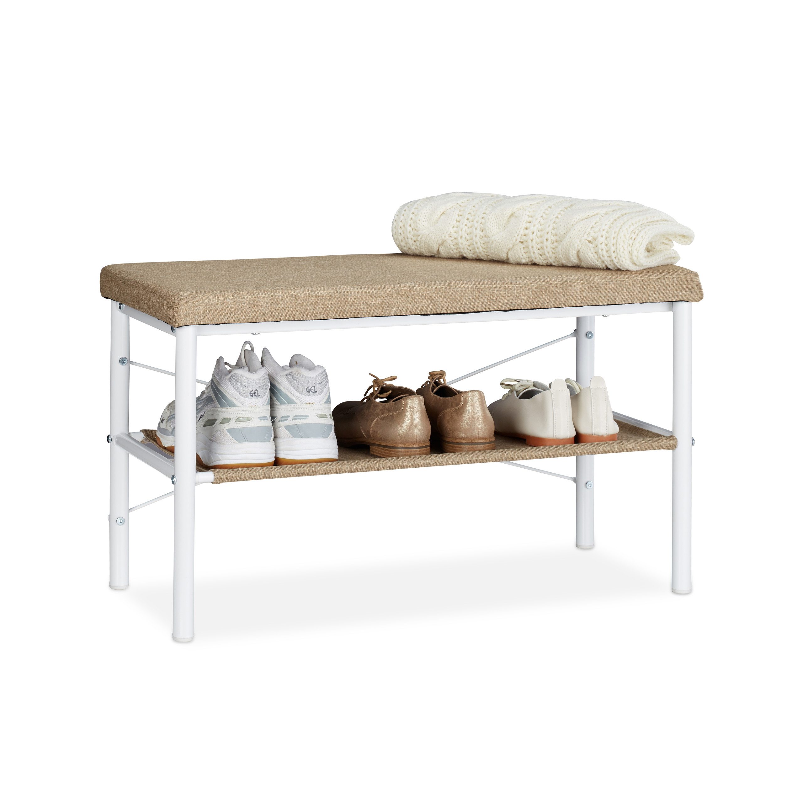 Schuhbank mit Sitzfläche Schuhregal Sitzbank Garderobenbank Shoe Bench