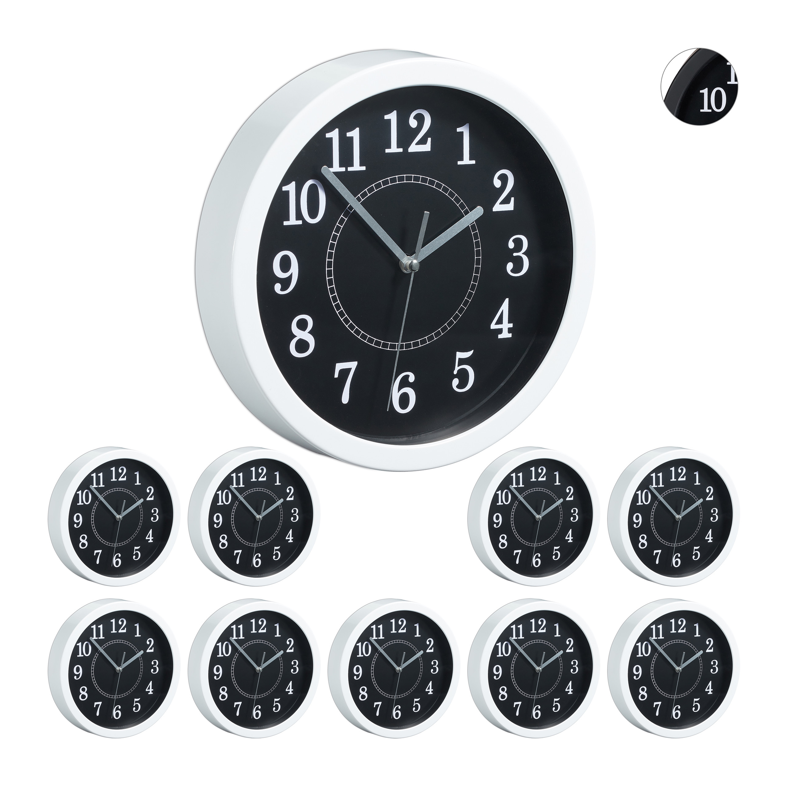 10 x Wall Clock Round 20cm Small Clock wohnzimmeruhr Wall Classic White