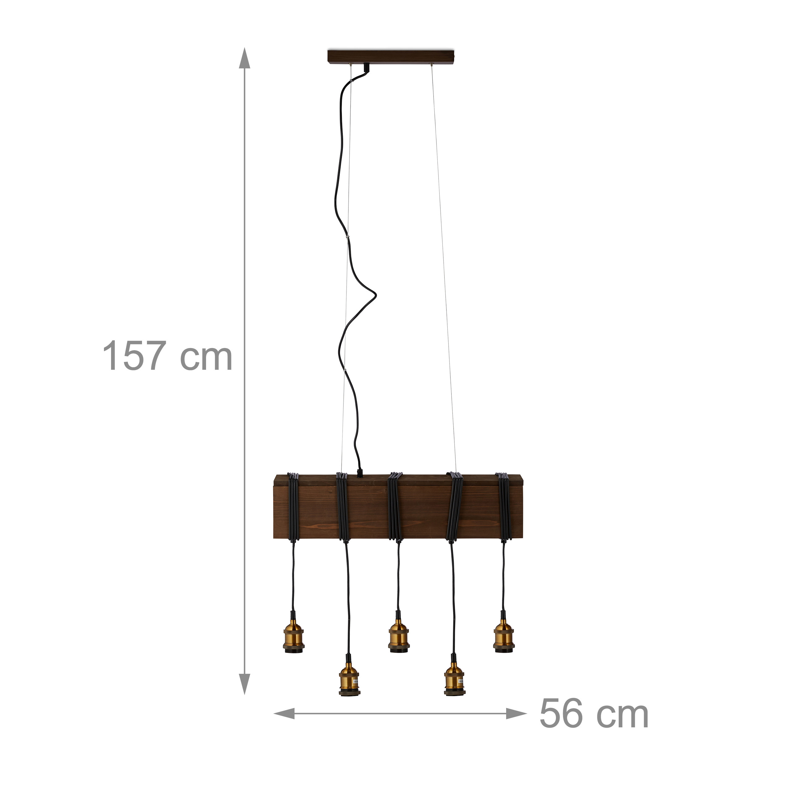 Pendelleuchte Holz Hängelampe Kronleuchter Pendellampe 5-flammig