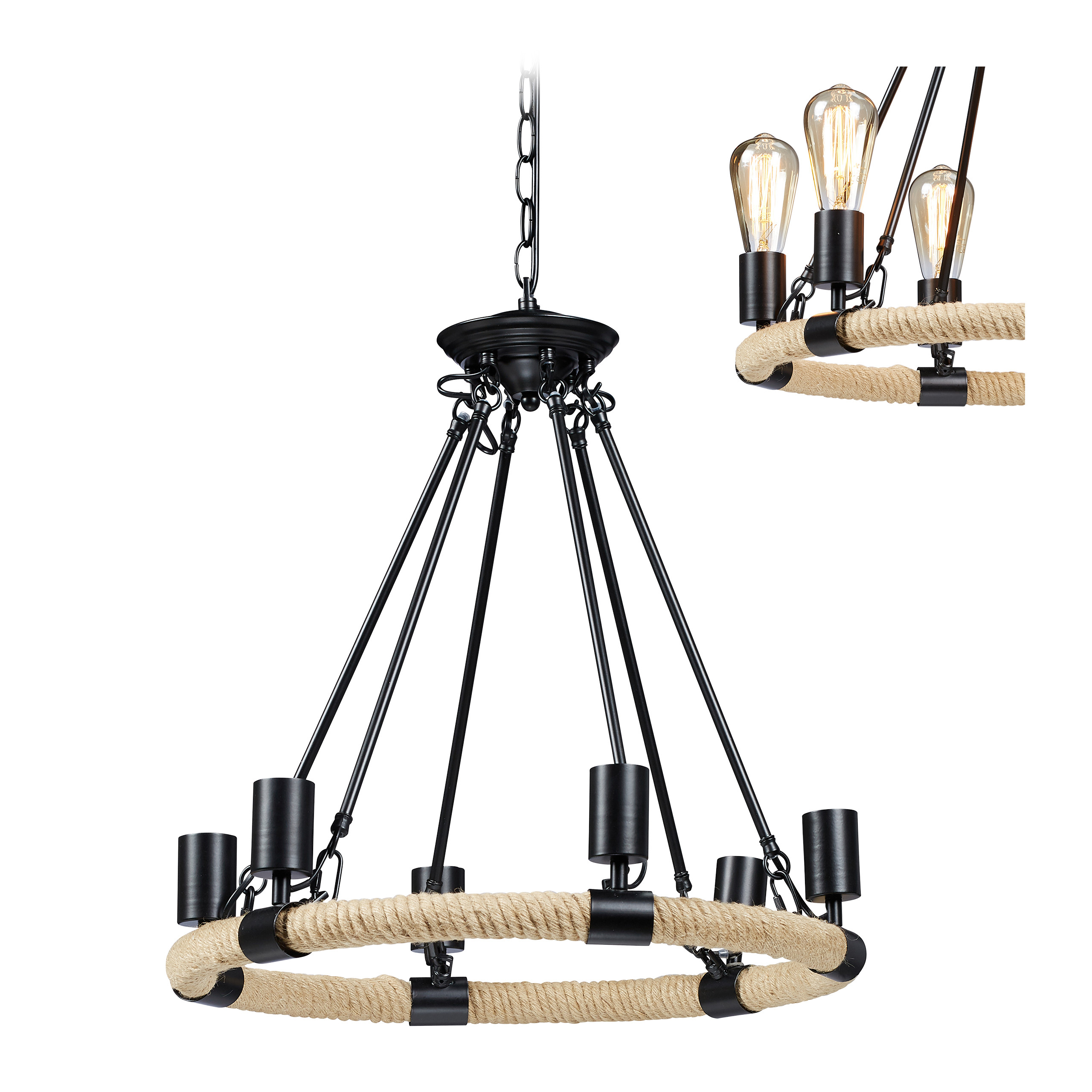 Retro Kronleuchter 6flammig Wohnzimmerlampe E27