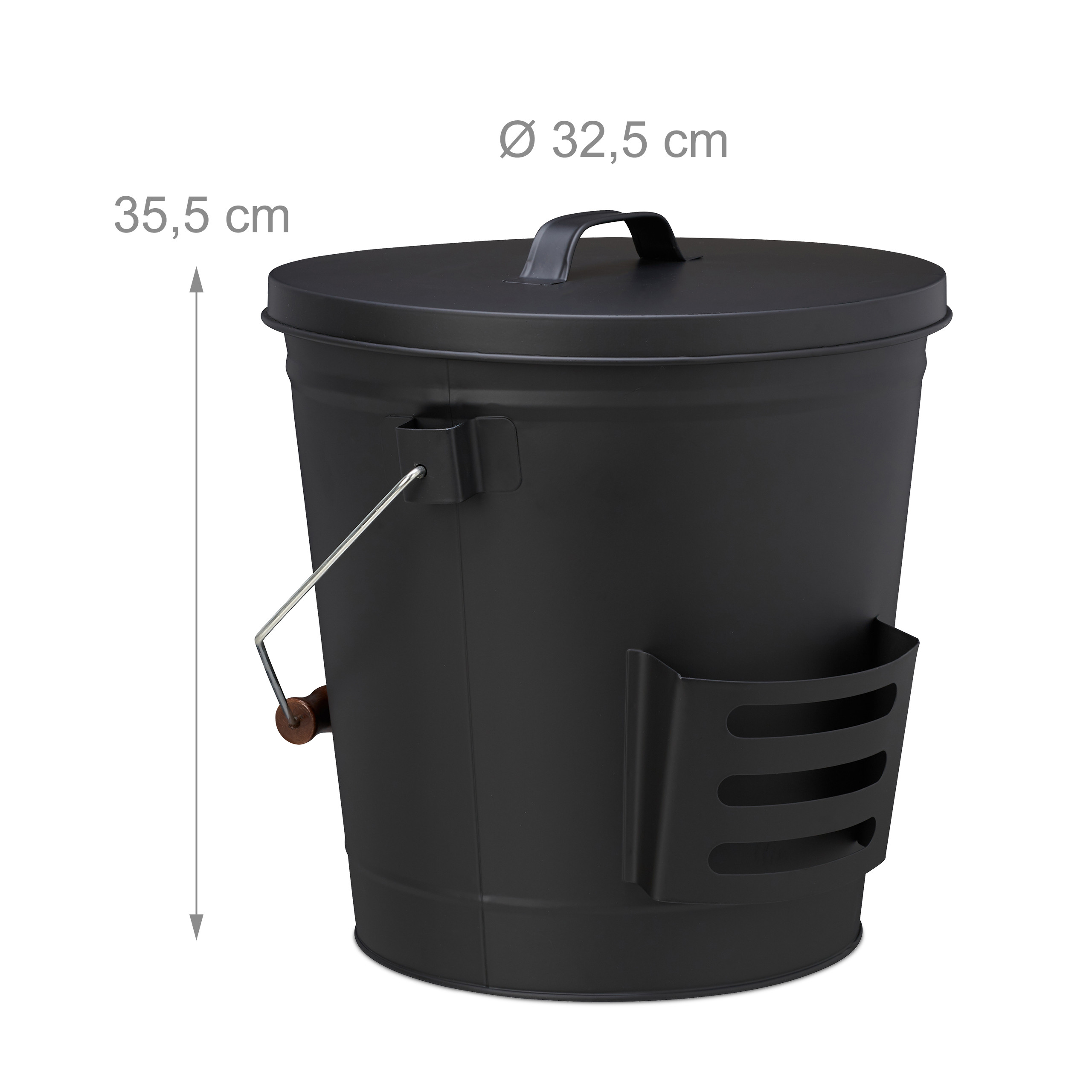 Ascheeimer mit Deckel und Schaufel, Kohleeimer Kaminschaufel Aschekübel