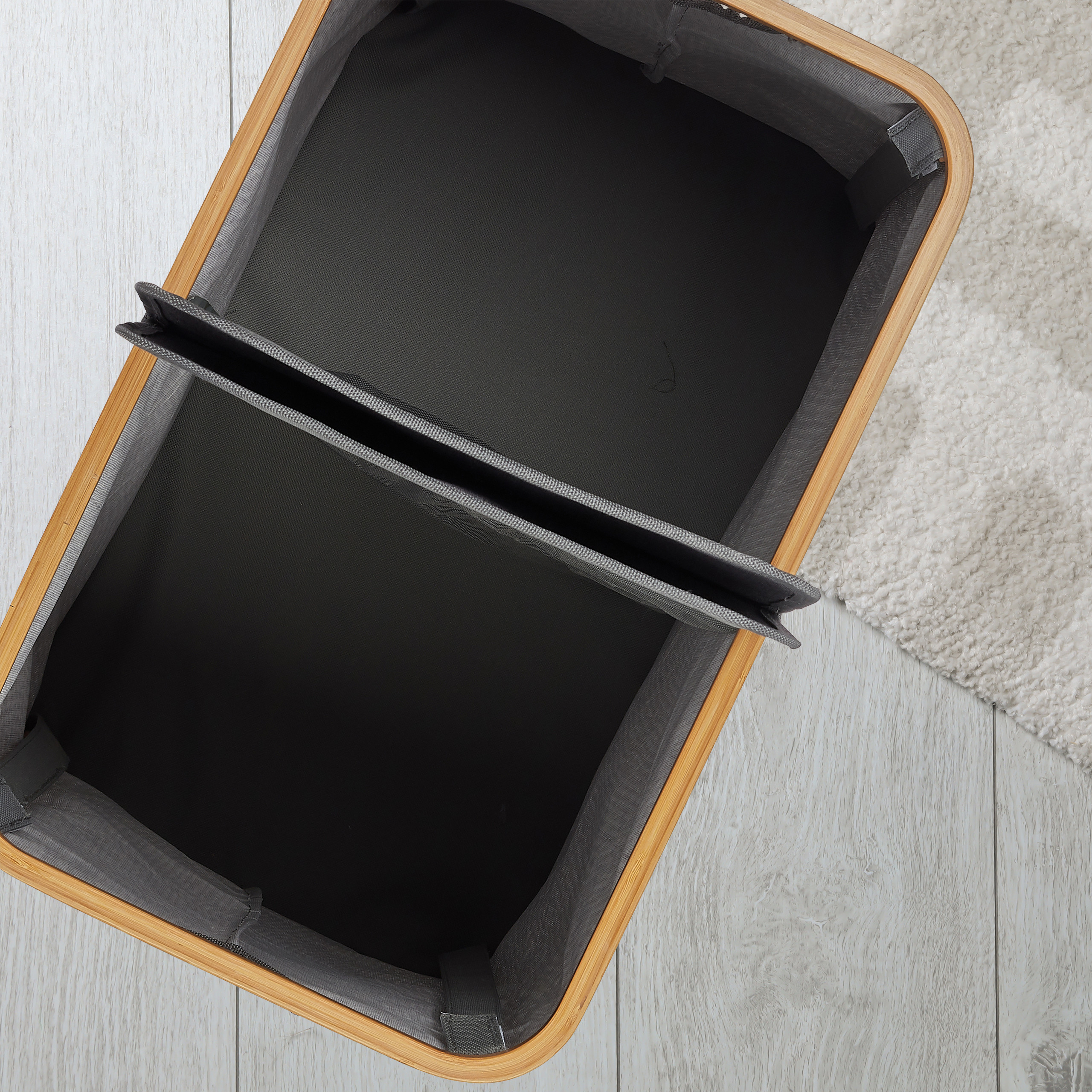 Wäschekorb Wäschesammler 2 Fächer rechteckig Wäschesortierer faltbar