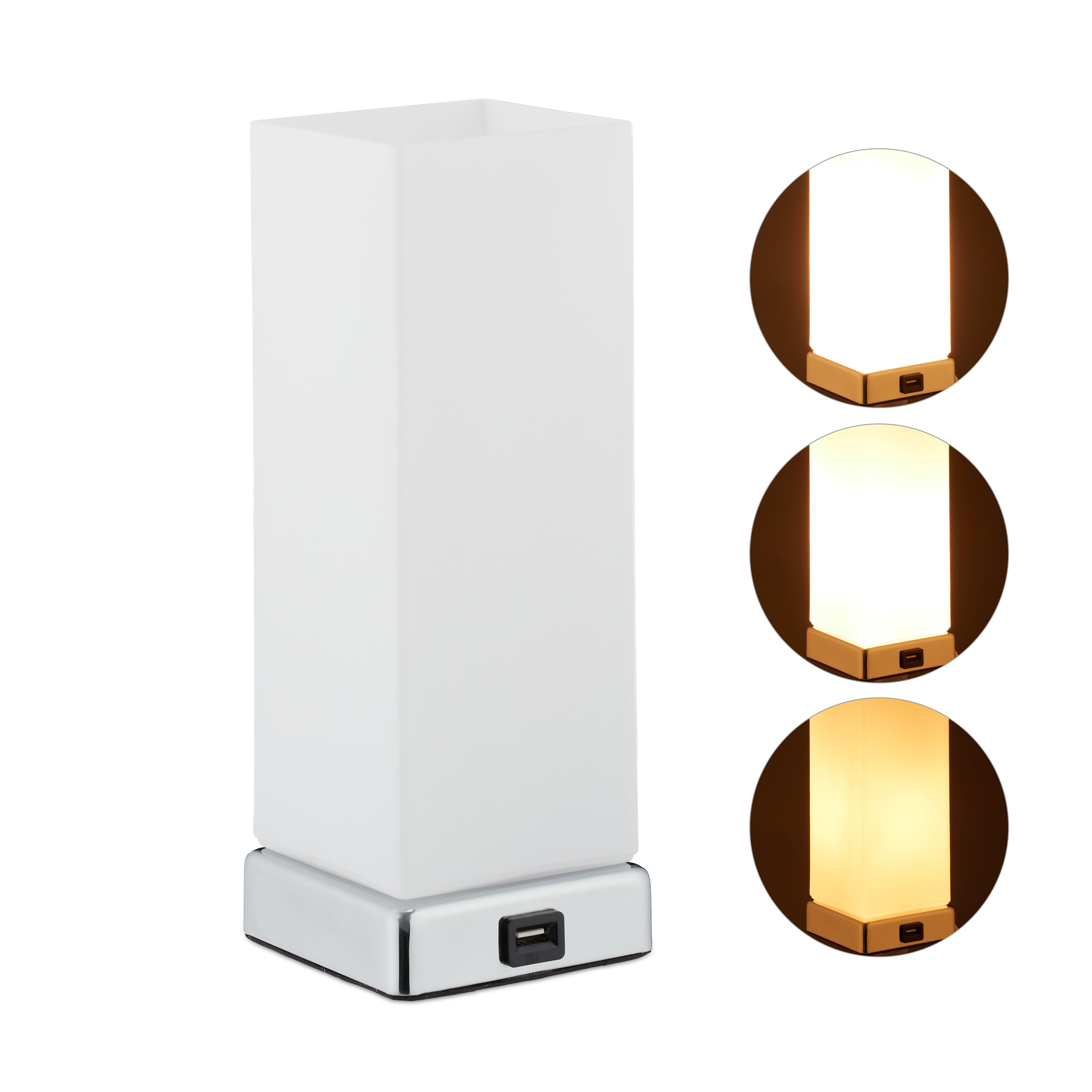 Dimmbare Nachttischlampe, Touchfunktion, USB Ladefunktion, Tischlampe