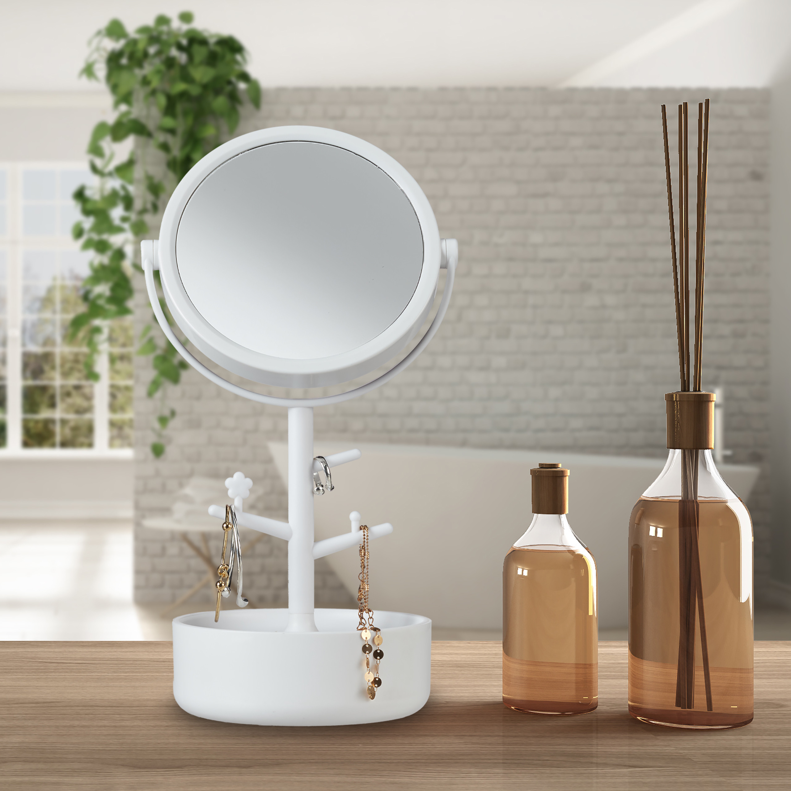 Kosmetikspiegel mit Aufbewahrung, Schmuckdose Schmuckkiste Schmuckbox