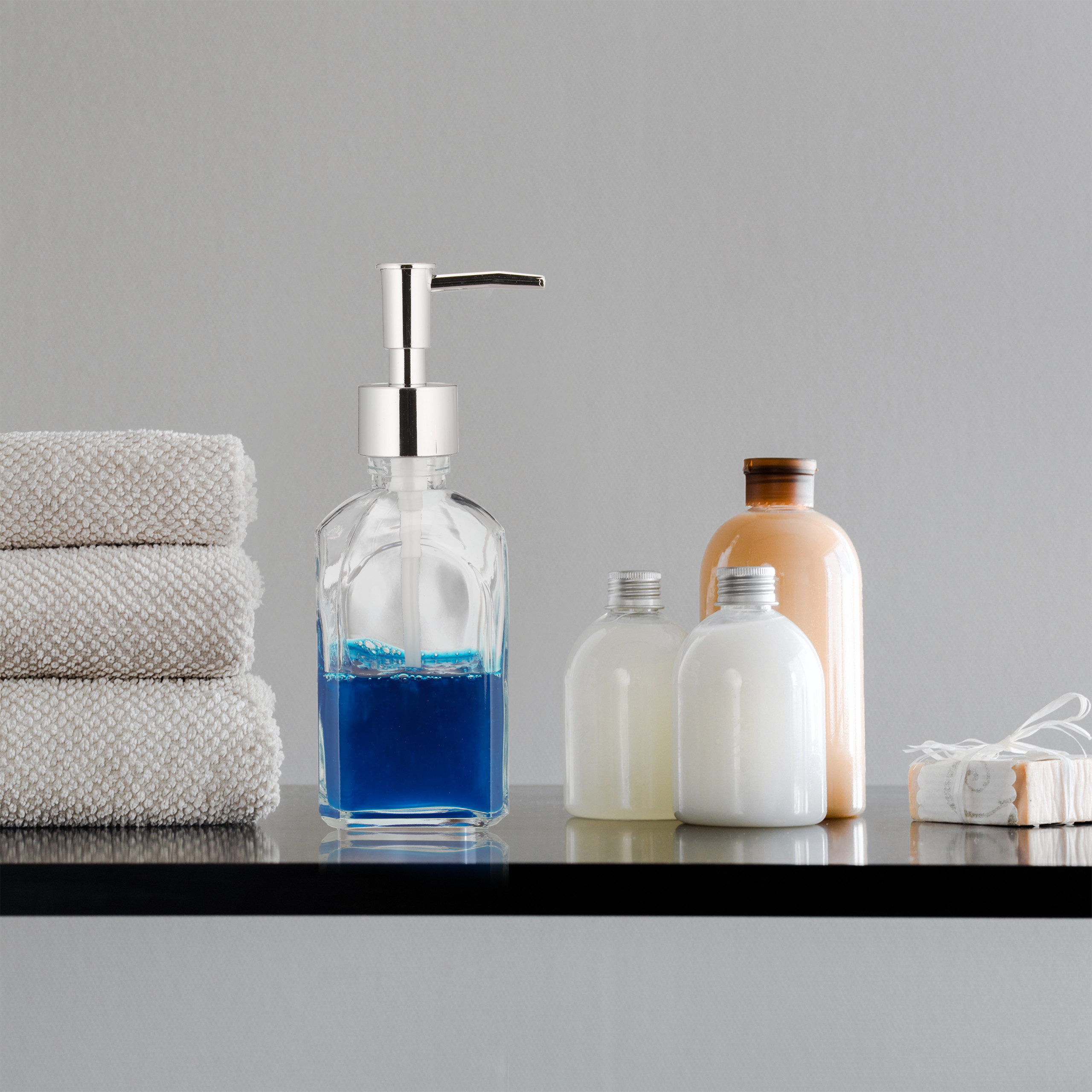 Seifenspender 2er Set Glas Pumpflasche Seifendispenser Pumpspender