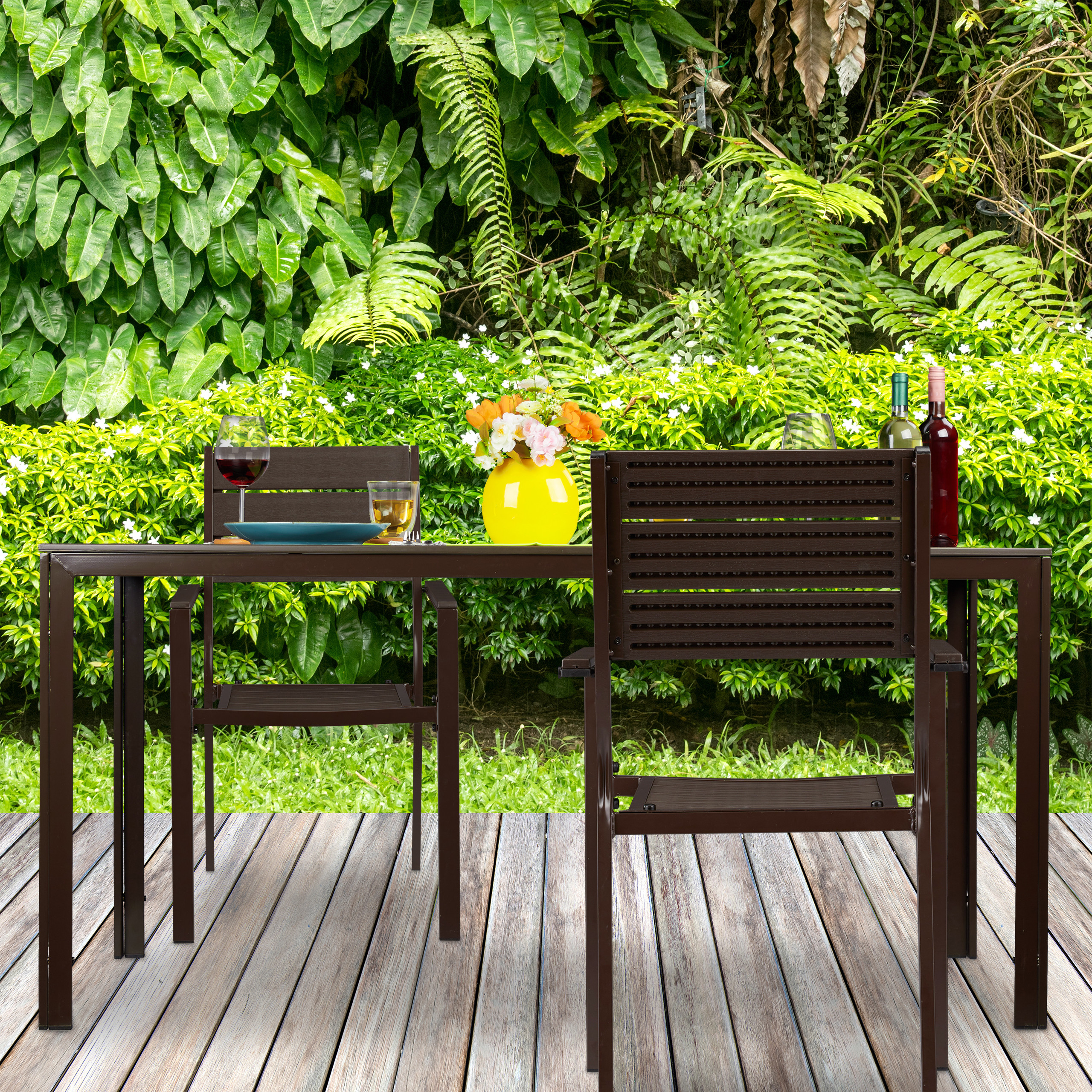 Gartentisch rechteckig Holzoptik Terrassentisch Balkontisch Outdoor