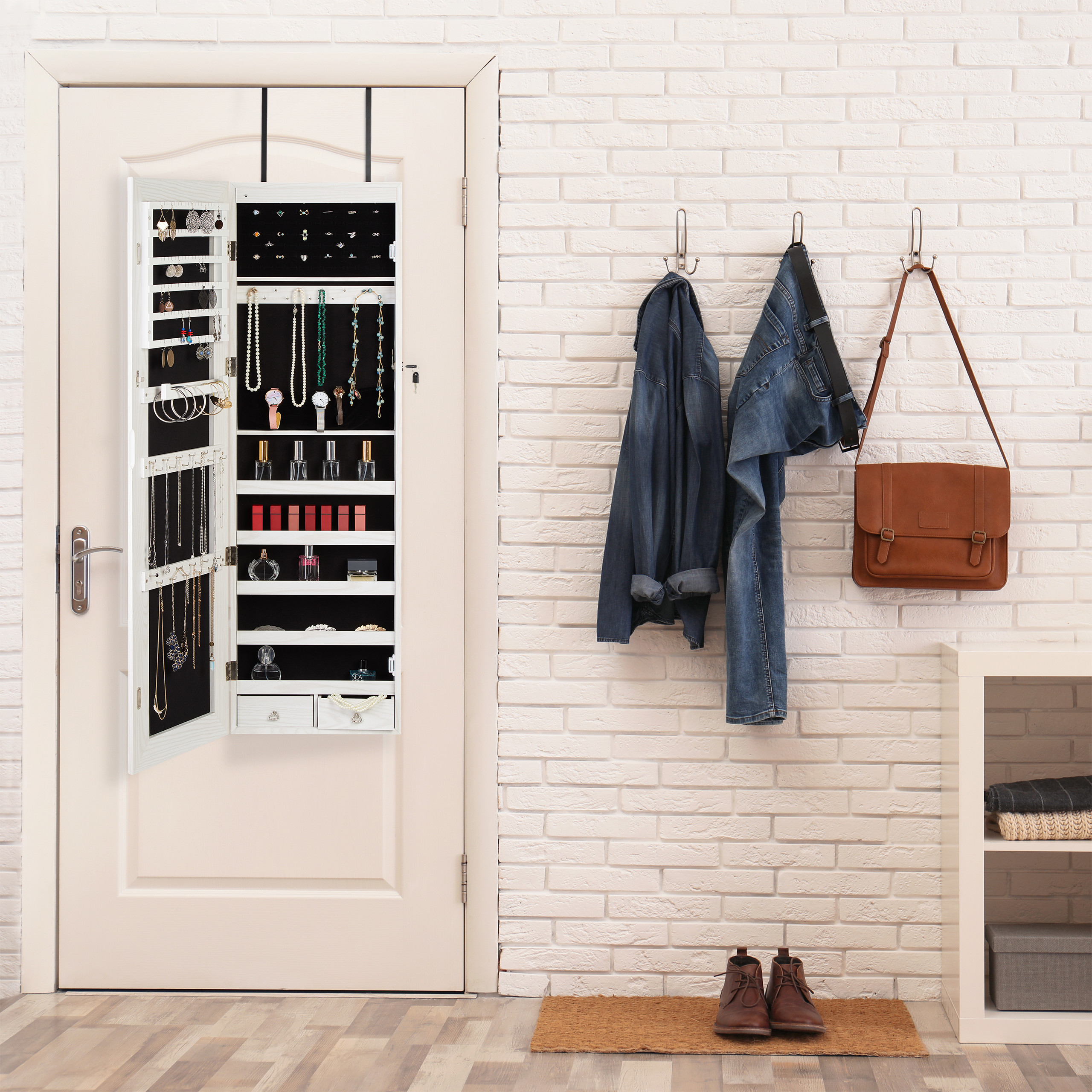 Schmuckschrank Spiegelschrank Türspiegel Schmuckspiegel hängend Schmuck