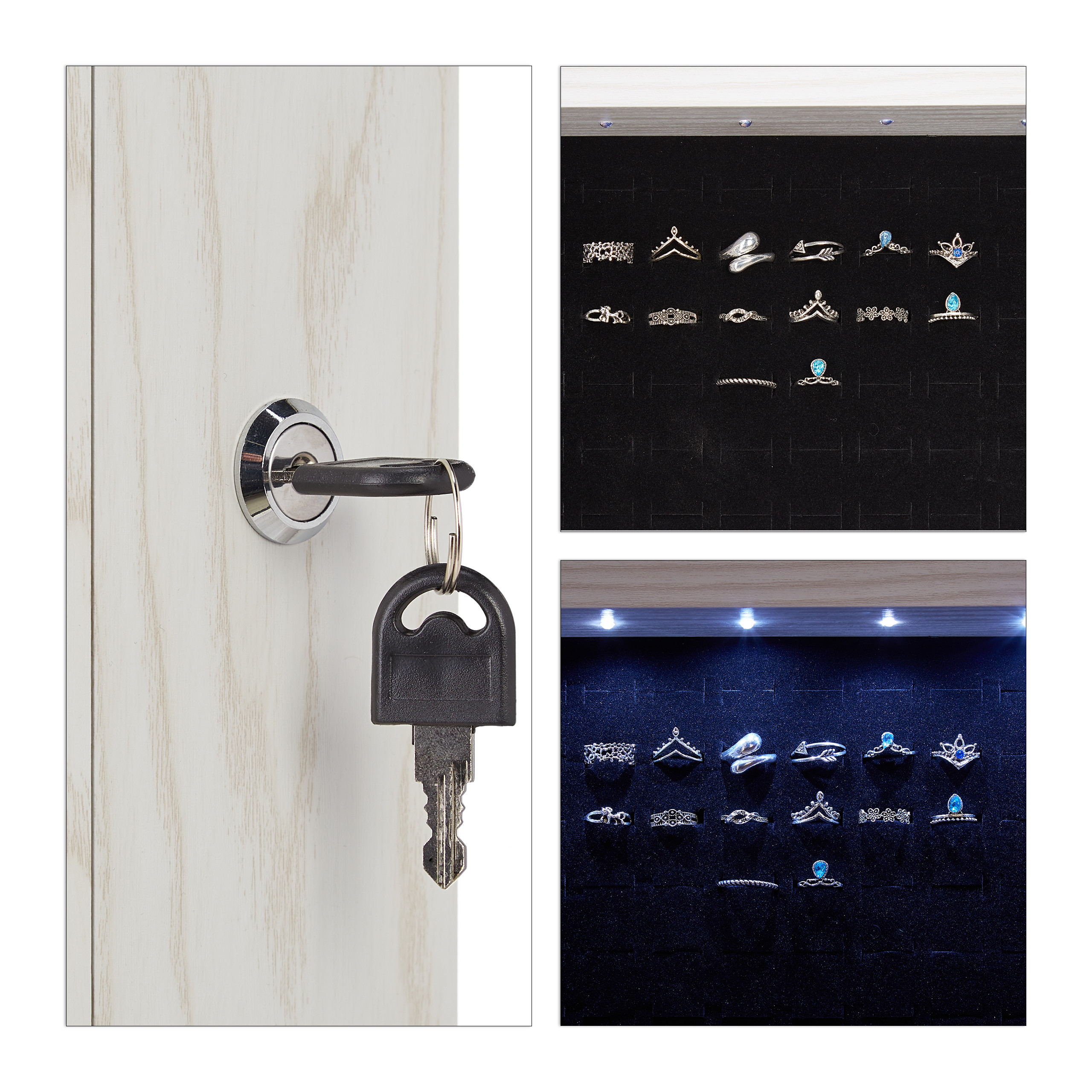 Schmuckschrank LED Schmuck Spiegel Spiegelschrank Aufbewahrung XXL