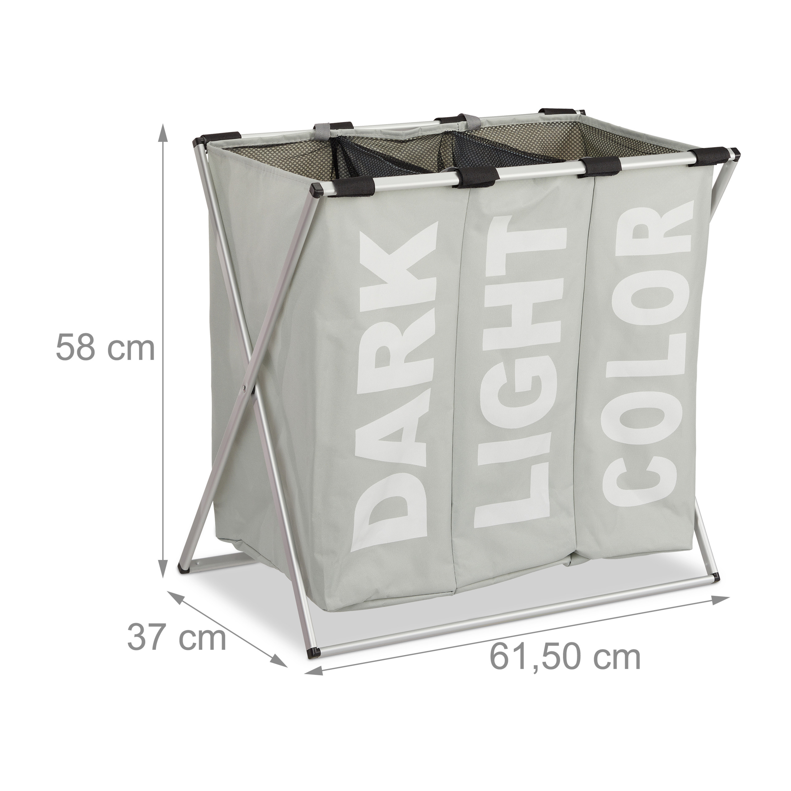 3er Wäschesortierer 90L X-Gestell Sammler Wäschesack Wäschetrenner