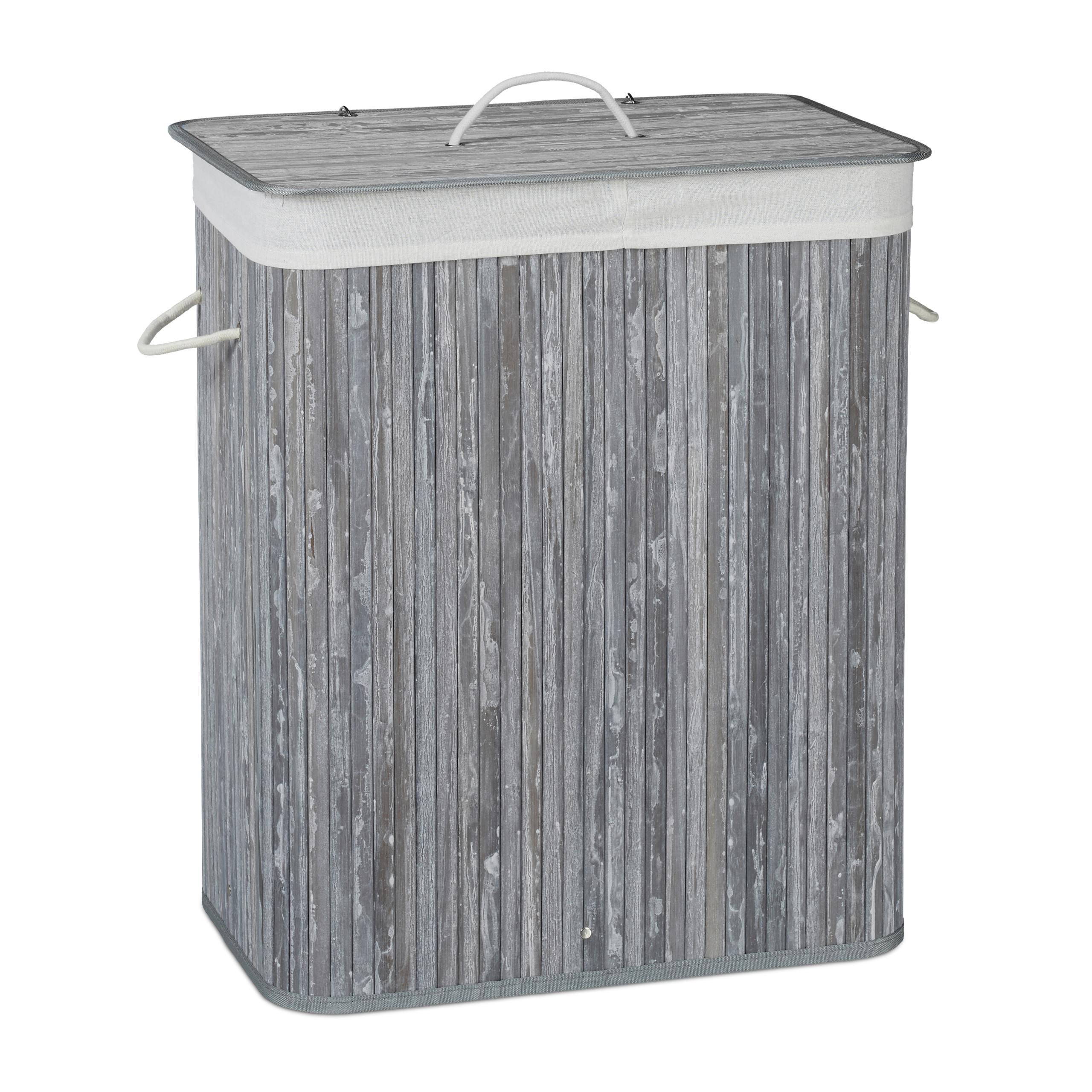 Wäschekorb Wäschesammler Bambus 2 Fächer Wäschebox 95 l faltbar mit