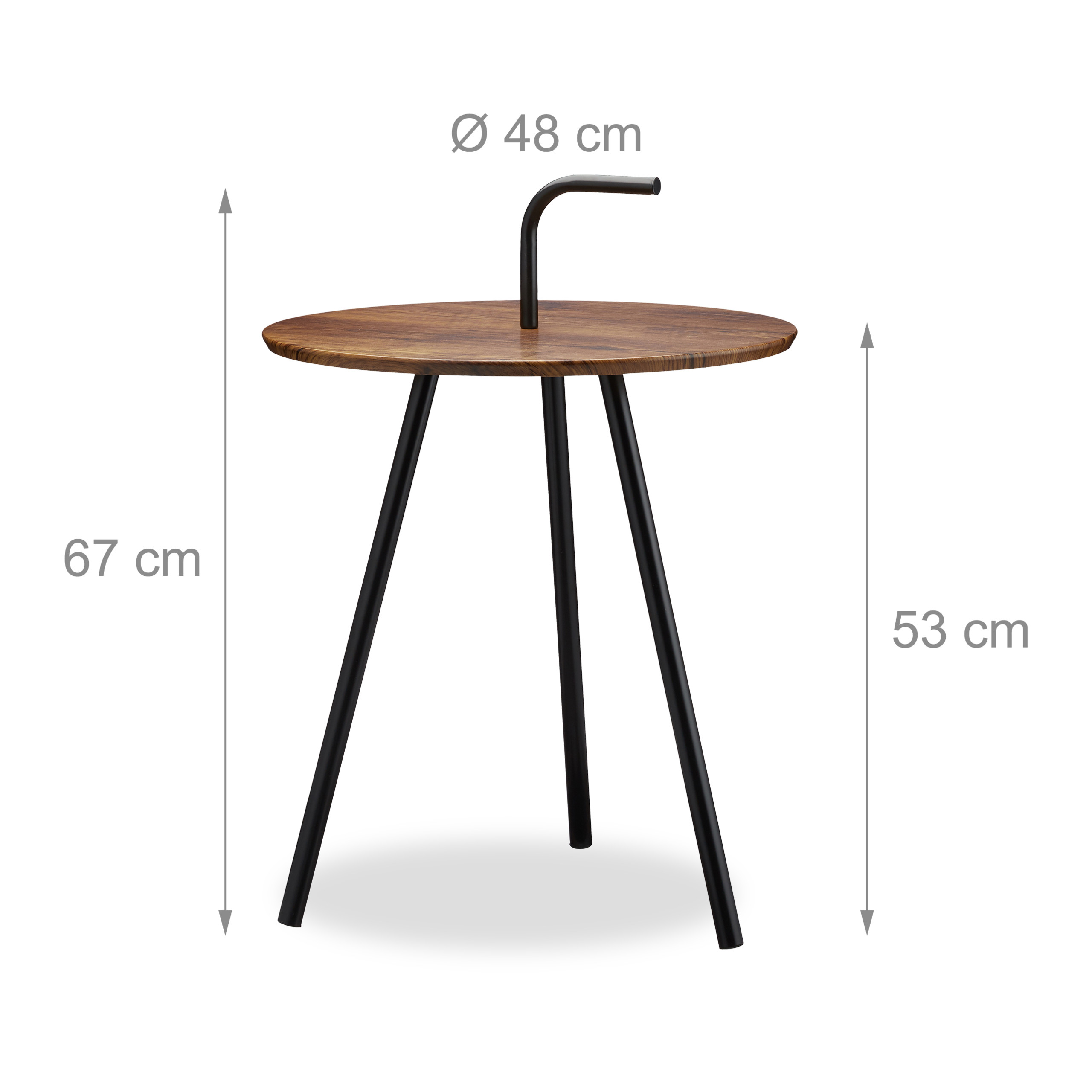 Beistelltisch mit Griff Retro Ablagetisch Wohnzimmertisch Sofatisch