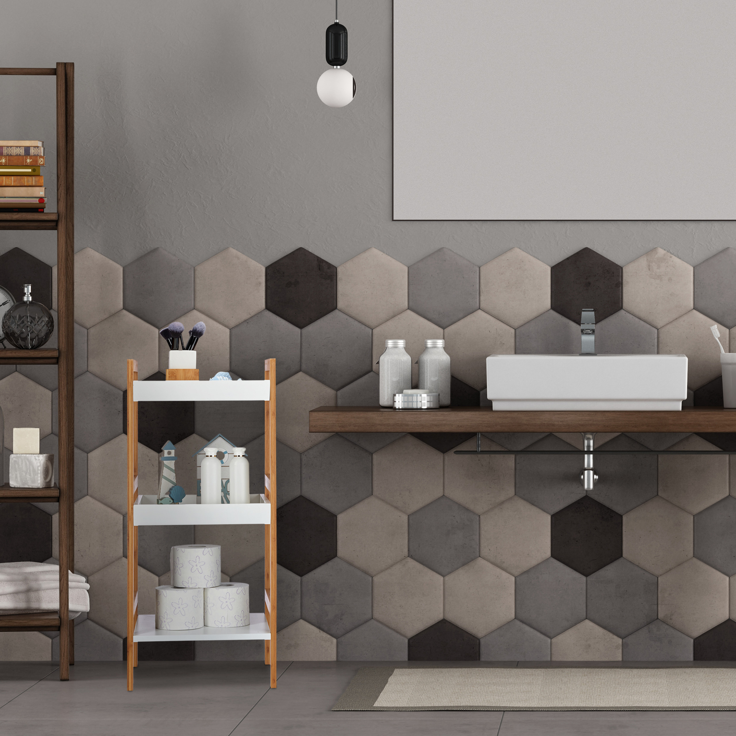 Badregal Bambus Badezimmerregal Standregal Ablagefächer Küchenregal